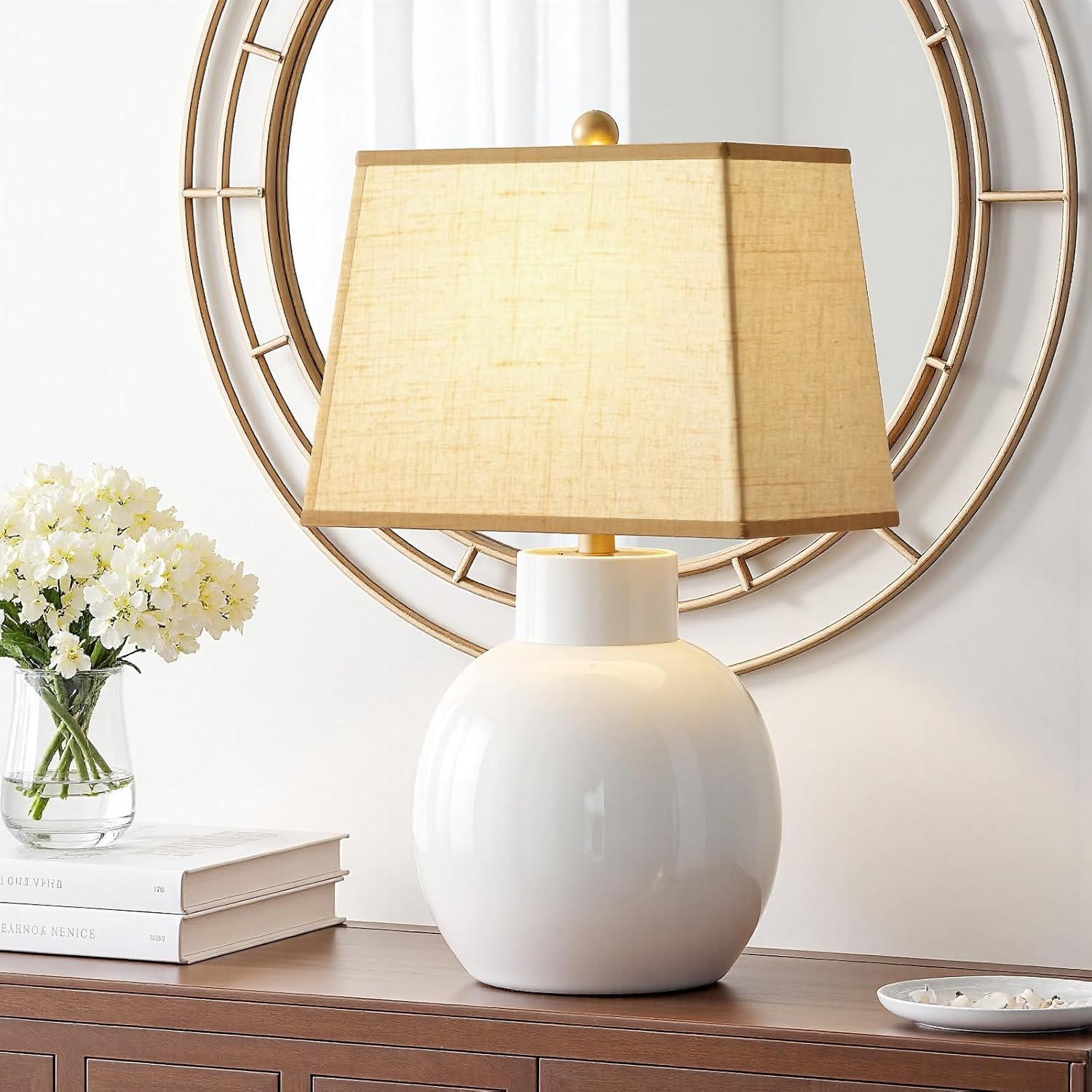 Square Lamp Shade, Large Beige Linen Lampshade, Top 7"X12.5", Bottom 9"X15", Height 9.8", Rectangular Lamp Shade With1 Shade Bracket,2 Adapters, Fits Table,Floor and Wall Lampshade, Easy Install image number 2