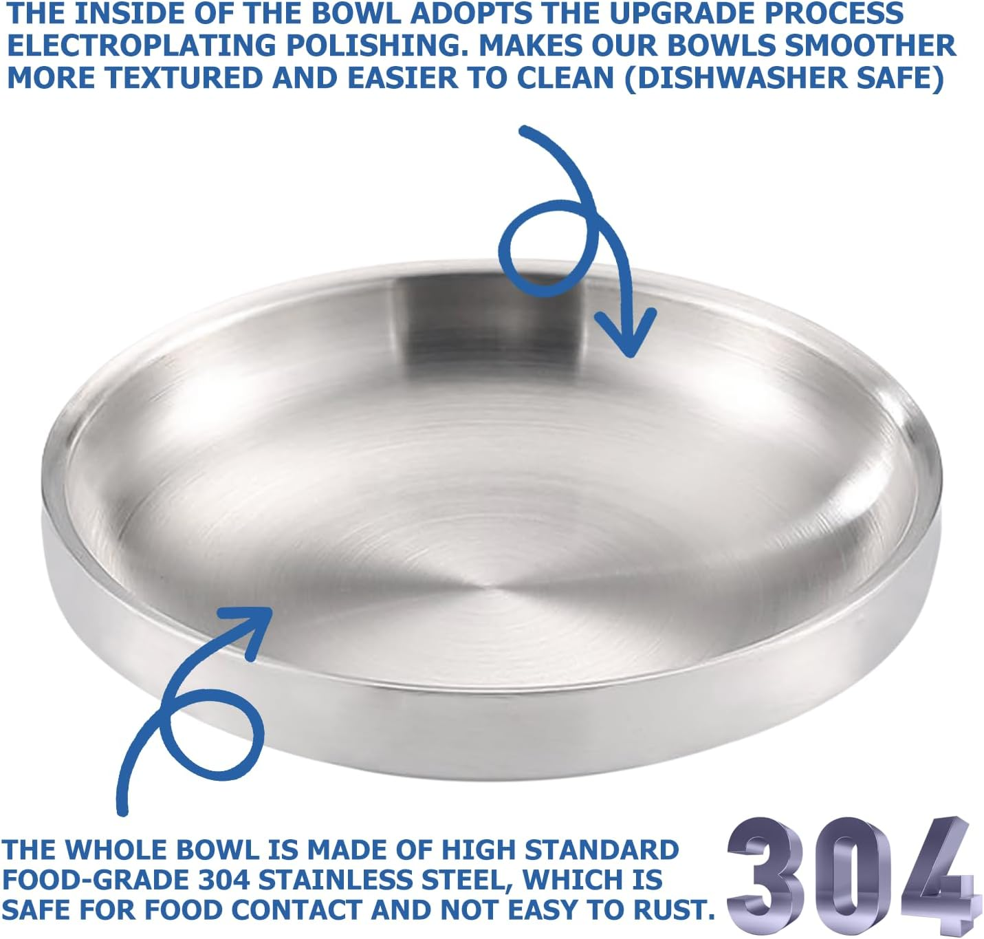 LEKEFET Cat Bowl Flat: Stainless Steel, Metal 304, Drop-Proof, Bowl Width 15 Cm, Easy to Clean image number 3