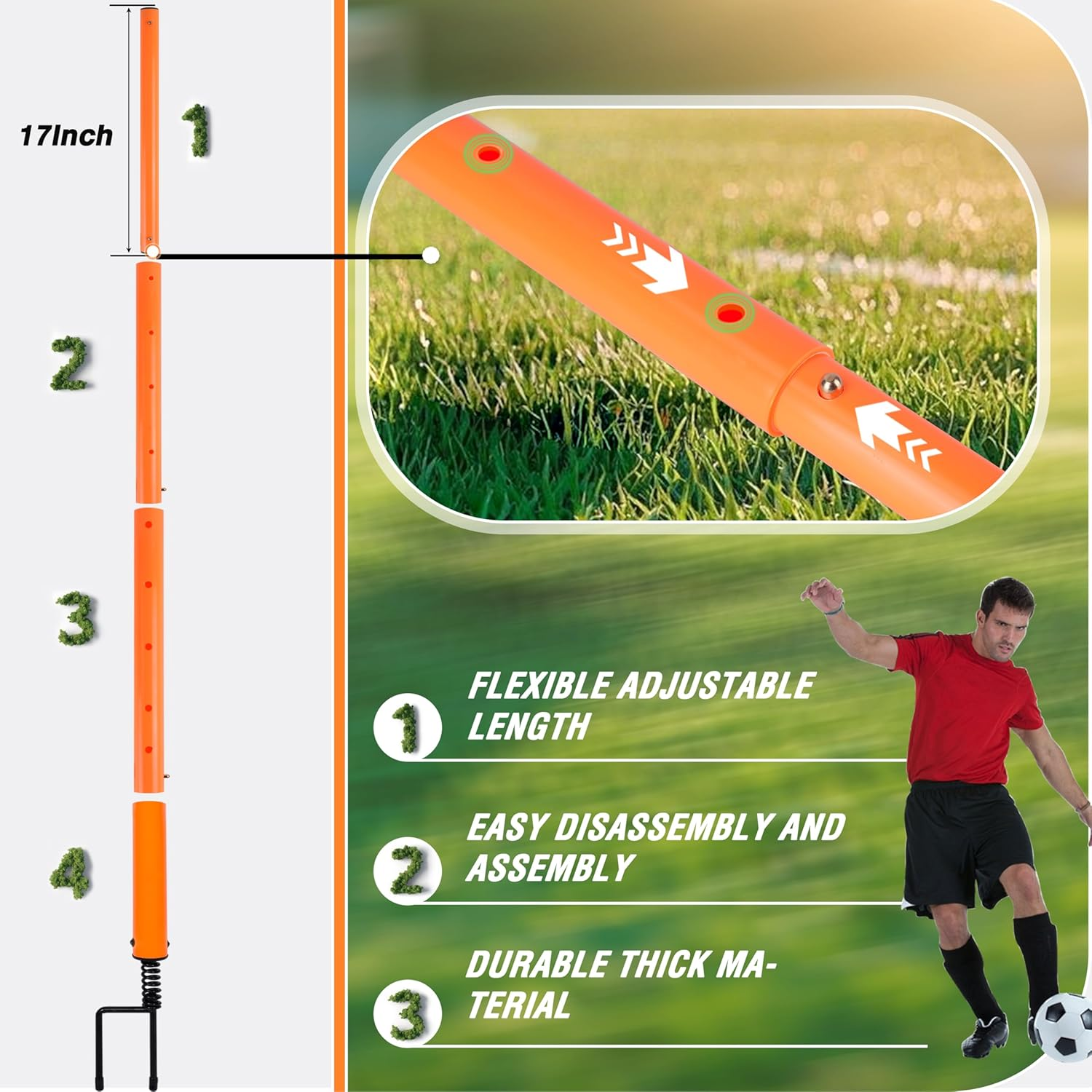 BOOSTEADY Slalom Bars Football Set of 4 or 6 Telescopic Football Agility Training Bars Fitness Equipment Sports Gym Home Workout for Adults and Children Dogs Football Training Set 160 Cm or 116 Cm image number 1