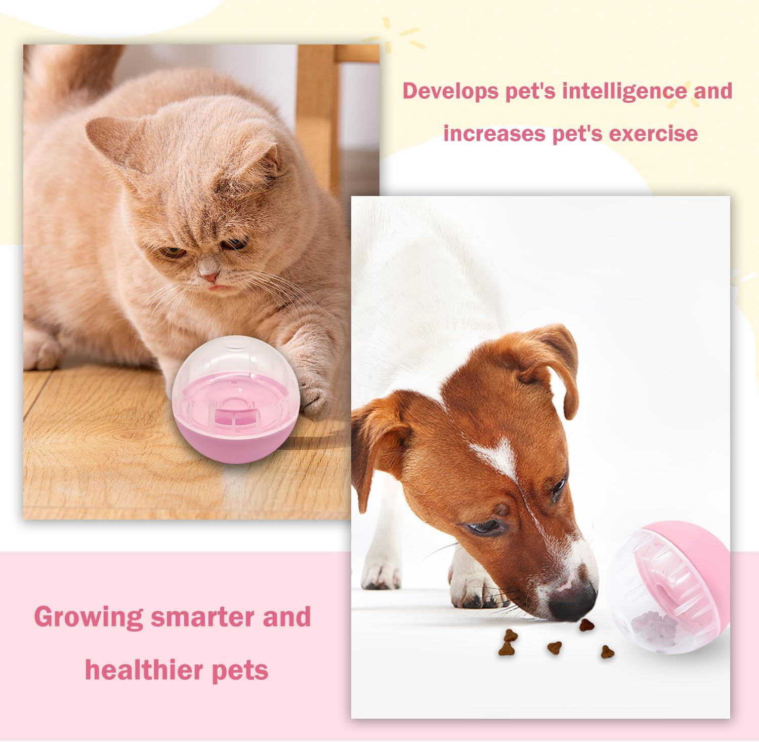 TORMEN Dog Treat Ball Toy, Pet Zone IQ Dispensing Interactive Food Dispenser Puzzle for Pets, Adjustable Difficulty, Durable Leak-Resistant Ball, Treat-Dispensing Toy for Exercise & Fun (Pink) image number 3