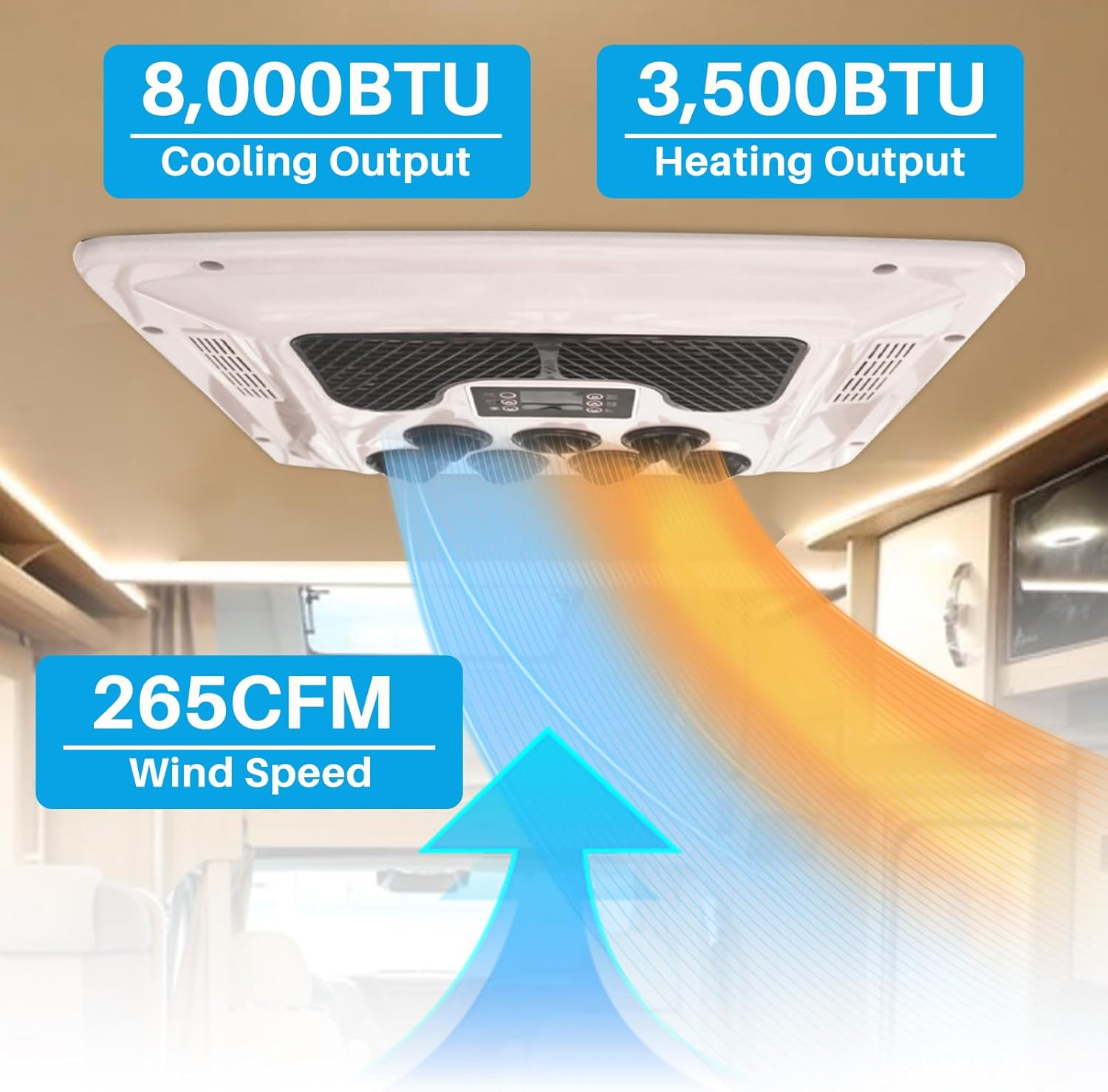 RV Rooftop Air Conditioner W/Heat 24 Volt, Campervan 10000BTU 24V Air Conditioner, Low Profile 24 Volt AC 2 in 1 for Van, RV, Yacht, Golf Carts, Road Machine, Caravan, Buses image number 1