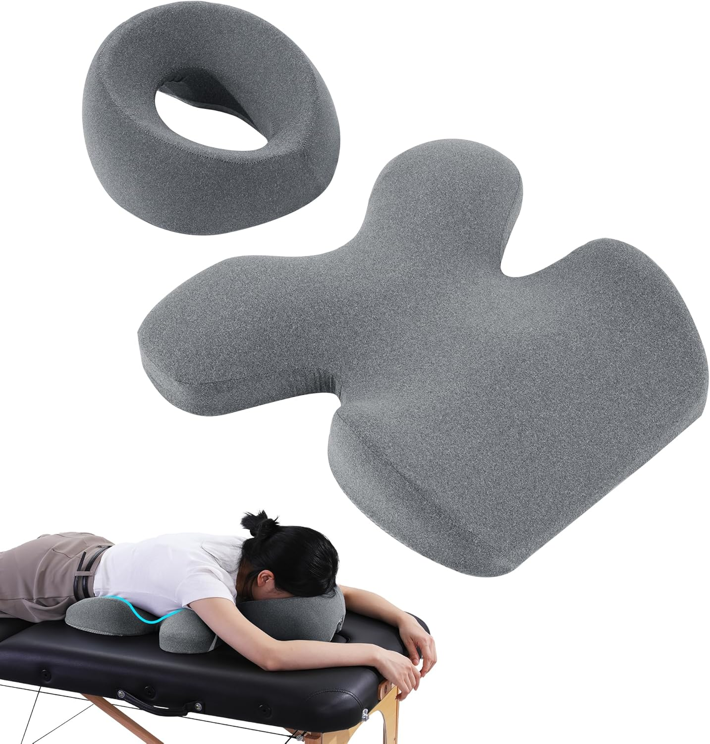 MABOZOO Face down Massage Pillow, Face down Pillow for Sleeping with Non-Slip Bottom, Home Head Cushion and Chest Cushion for SPA, Sleep (Gray) image number 3