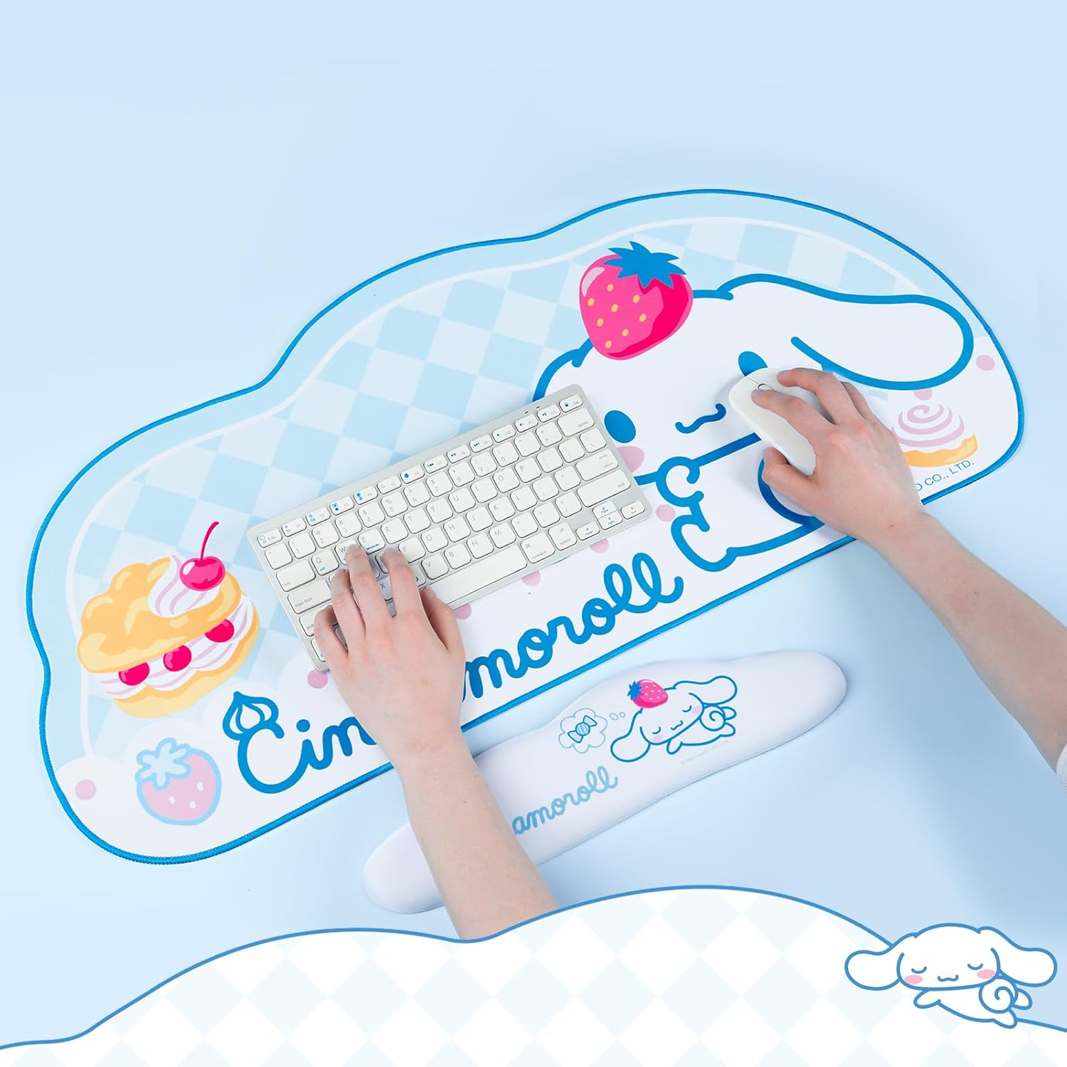 Kuitmor Kawaii Anime Dog Mouse Pad, Non-Slip Waterproof Desk Mat for Keyboard, Durable Large Extended Mouse Pad with Cloud Shape Edge for Office Gaming - DEG image number 5