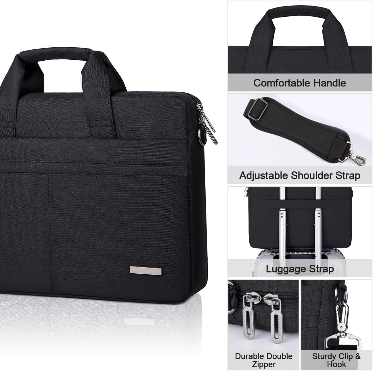 FALAZAR Laptop Bag 15.6 Inch for Men Women Laptop Carrying Case Business Briefcase Waterproof Computer Messenger Bag Office Work Shoulder Bag with Shoulder Strap, Black Grey Blue Pink - Grey image number 2