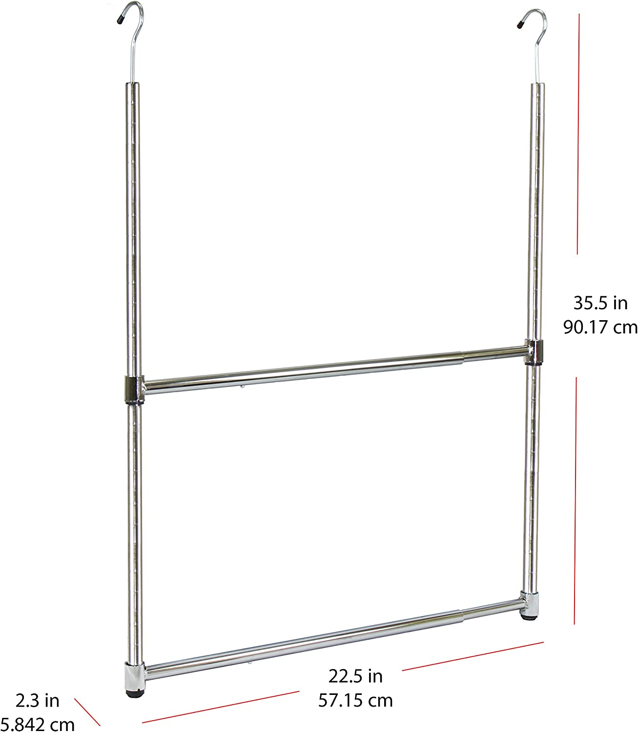 Oceanstar ACR1538C 2-Tier Portable Adjustable Closet Hanger Rod, Chrome - Black image number 1