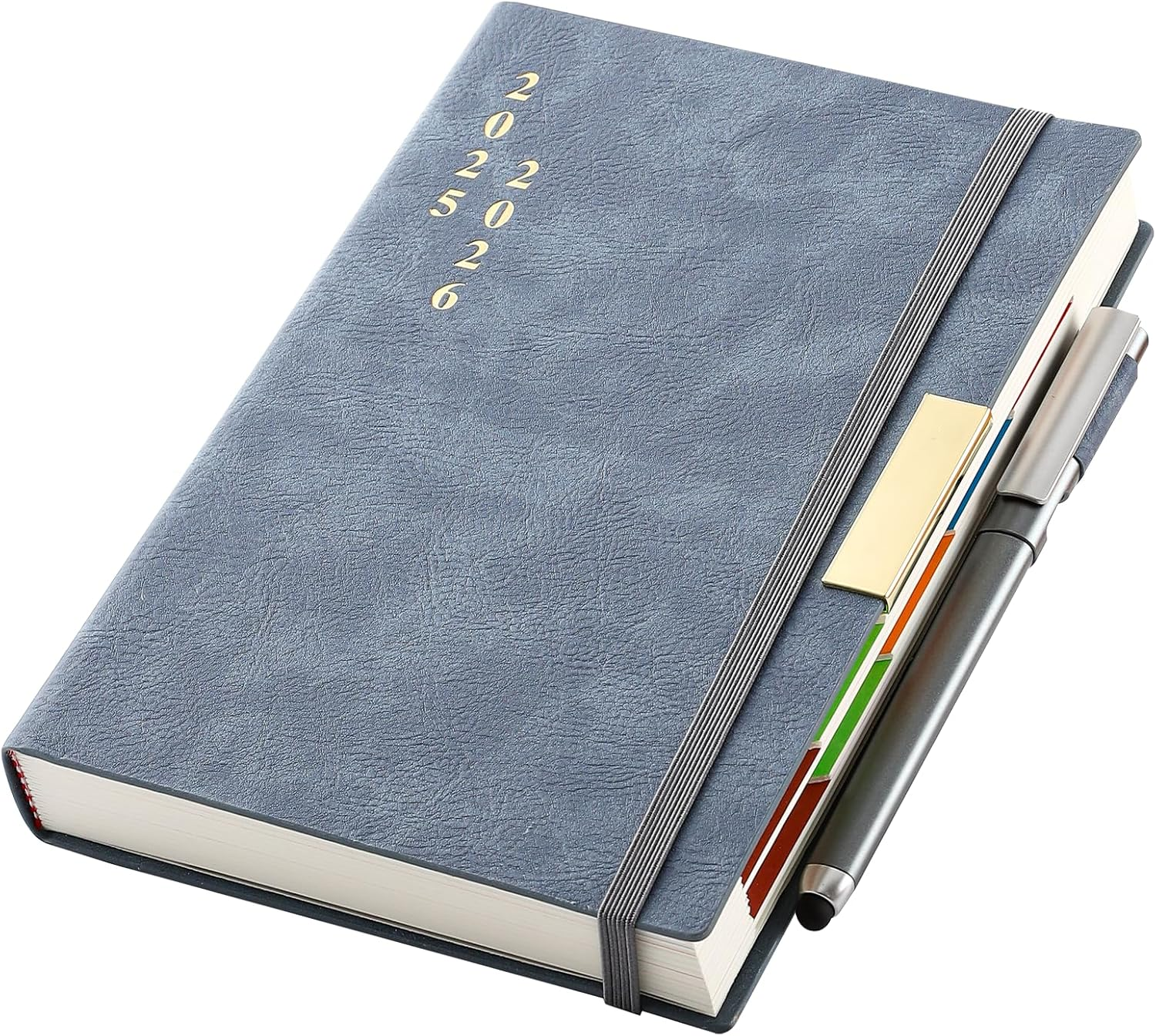 2025-2026 Diary A5 Page a Day,Diary 2025-2026 from Aug to Aug,13Months Planner 2025-2026,Hardcover Daily Planner with Colorful Monthly Tabs,Pen,Pen Loop, Inner Pocket, Bookmarks (Green)