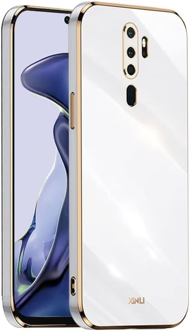 EASSGU Galvanised Frame Mobile Phone Case for Oppo A9 2020 / Oppo A5 2020 (6.5 Inches), Soft TPU Silicone Protective Case - White image number 1