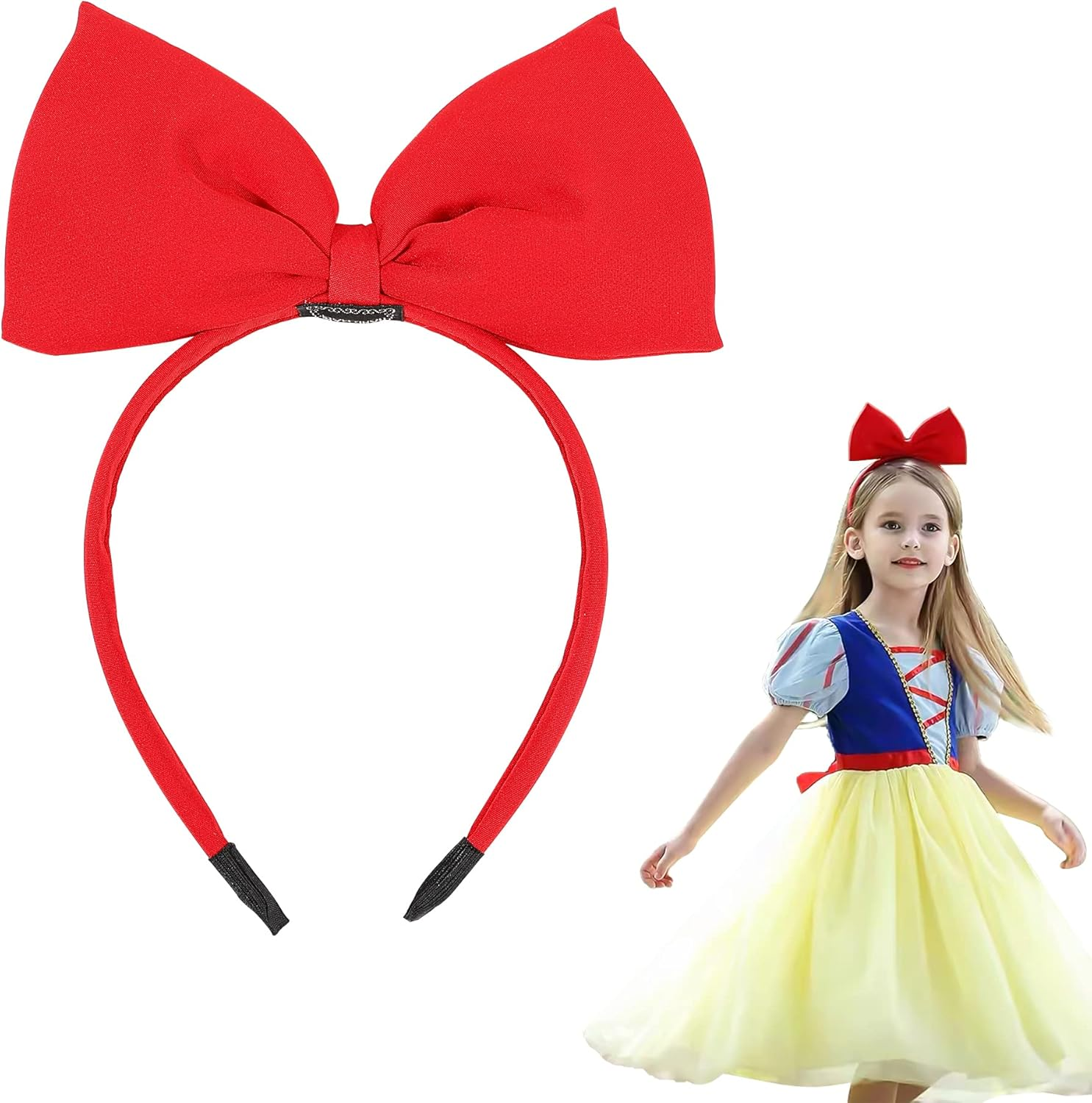 Ivyu Red Bow Headband - Blossom Powerpuff Girls, Snow White, Kiki Large Hair Band for Women, Girls, Halloween - Black Bow image number 4