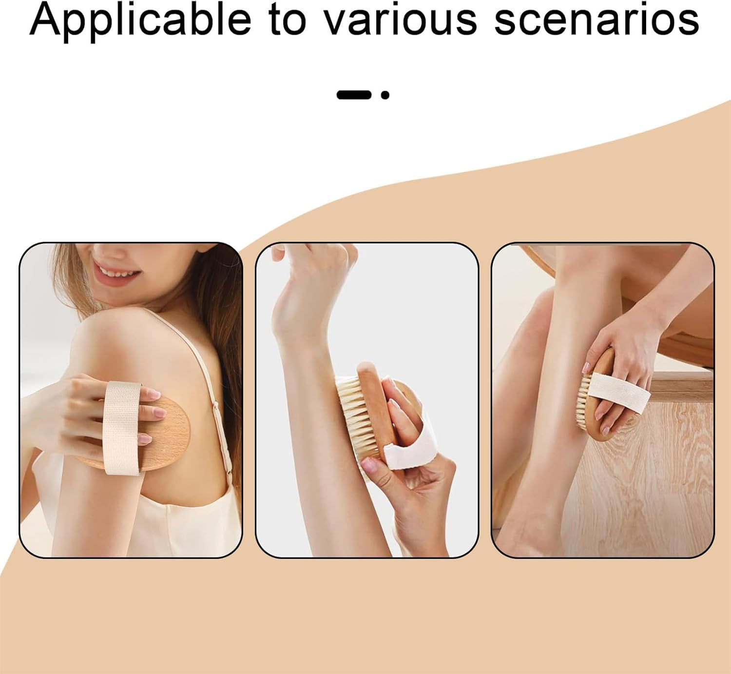 Oval Wood Dry Brushing Body Brush, 2Pcs Oval Exfoliating Bath Massage Brushes, Oval Natural Bristle Body Brush for Dry Brushing image number 2