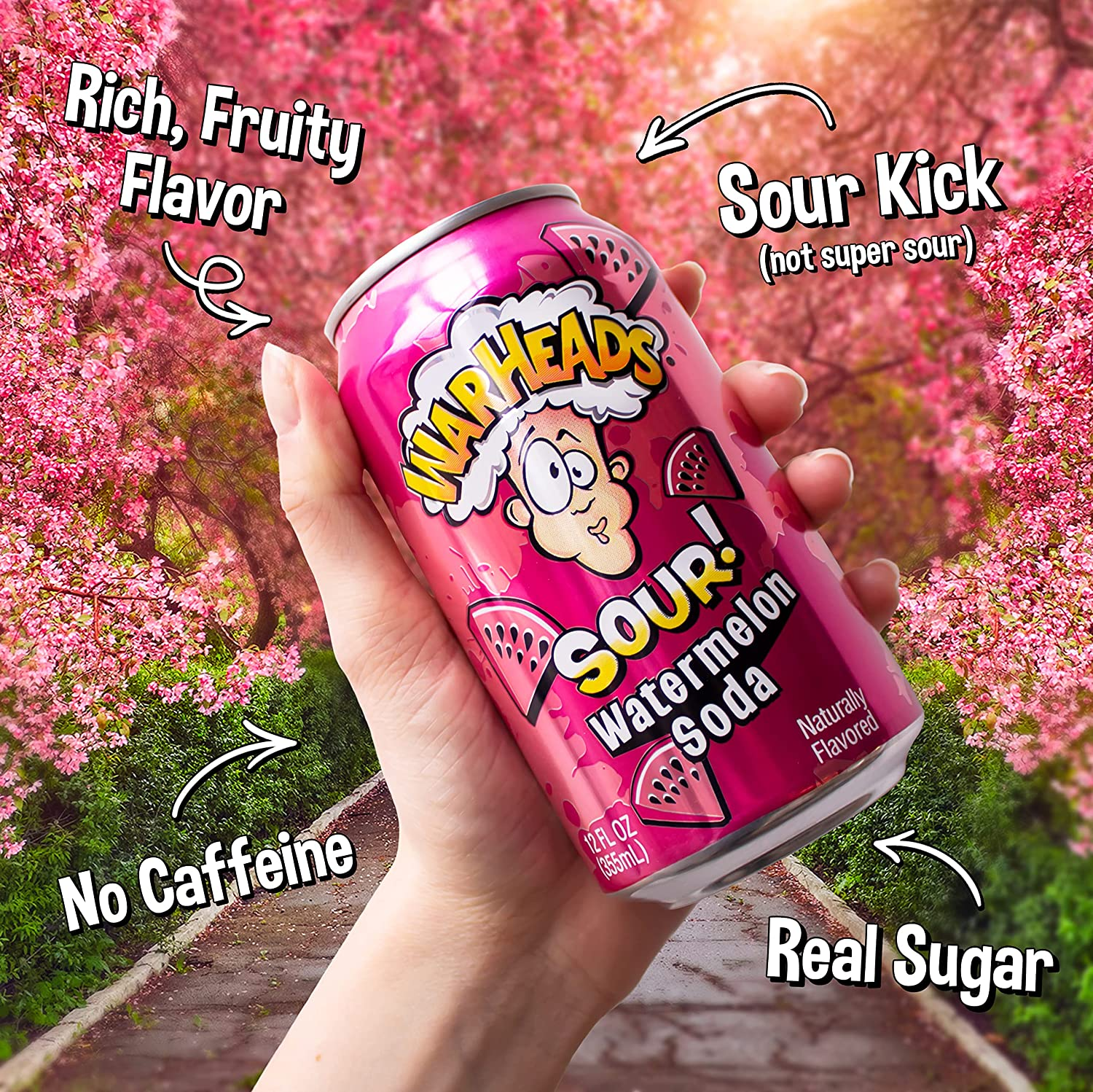 Warheads Watermelon Soda 355 Ml (Pack of 12) image number 2