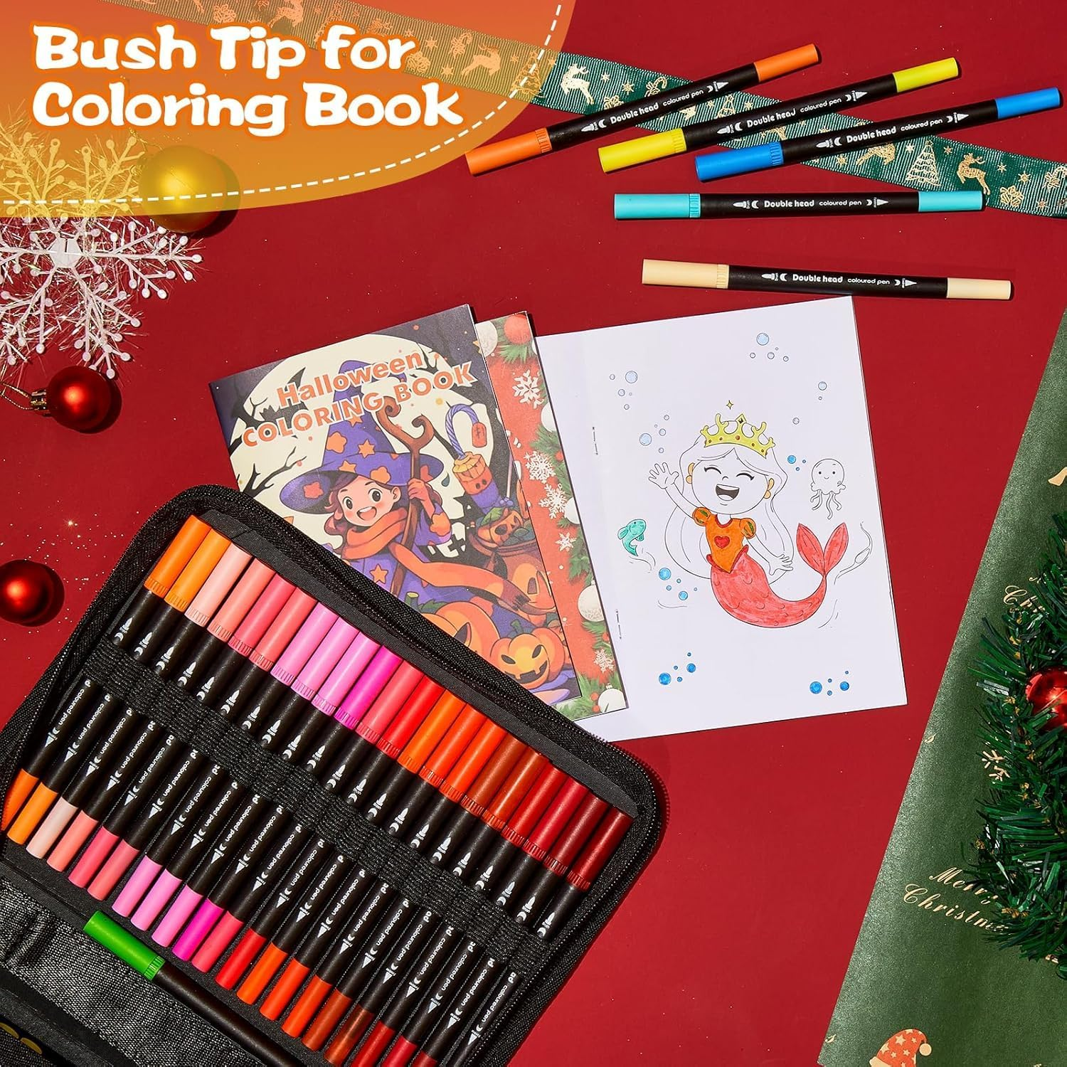 Dual Tip Brush Pens Set, 120 Colors Dual Brush Marker Pens Art Markers with (Fineliner & Brush) for Adult Coloring Books No Bleeding, Note Taking, Hand Lettering - Drawing Art Supplies Kit image number 1