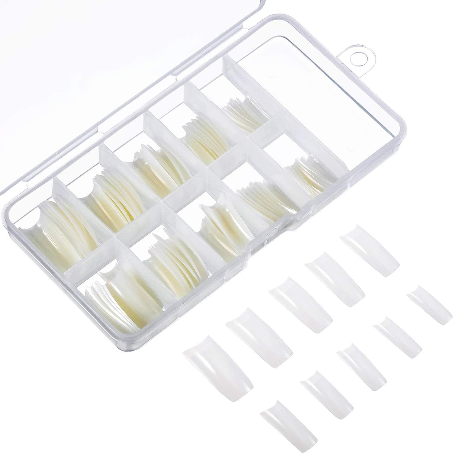 ANCLLO 100 Pieces Natural Gel Nail Shape Full Cover Dual Nail System Shapes C Curve Nail Shape Nail Extension Tips Nail Art Manicure Tools image number 2