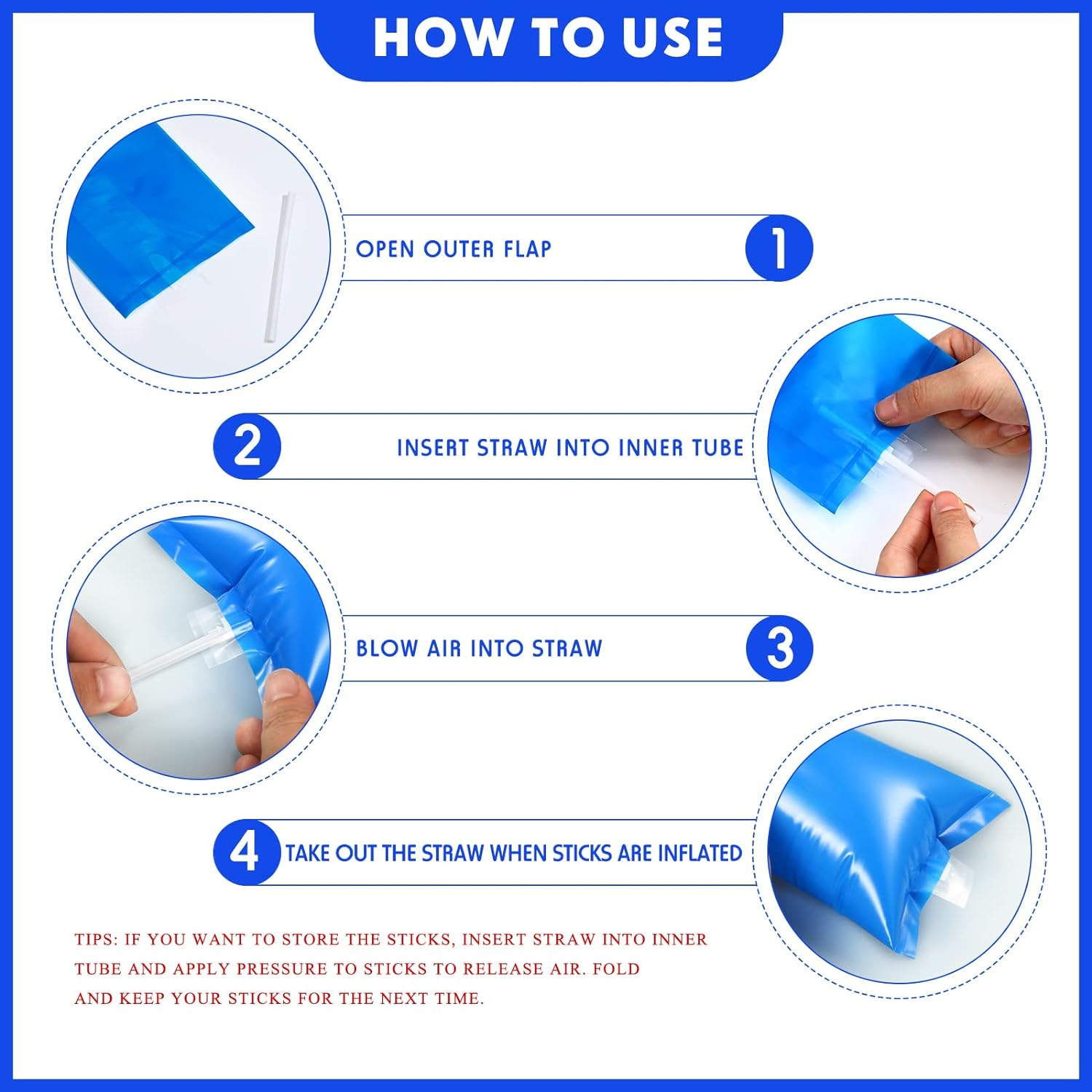 120 Pcs Thunder Sticks Thicken Bam Bam Plastic Cheering Sticks Inflatable Noise Makers for Sporting Events Team Spirit Cheerleading Stick for Sporting Cheers Basketball Football Dance Party