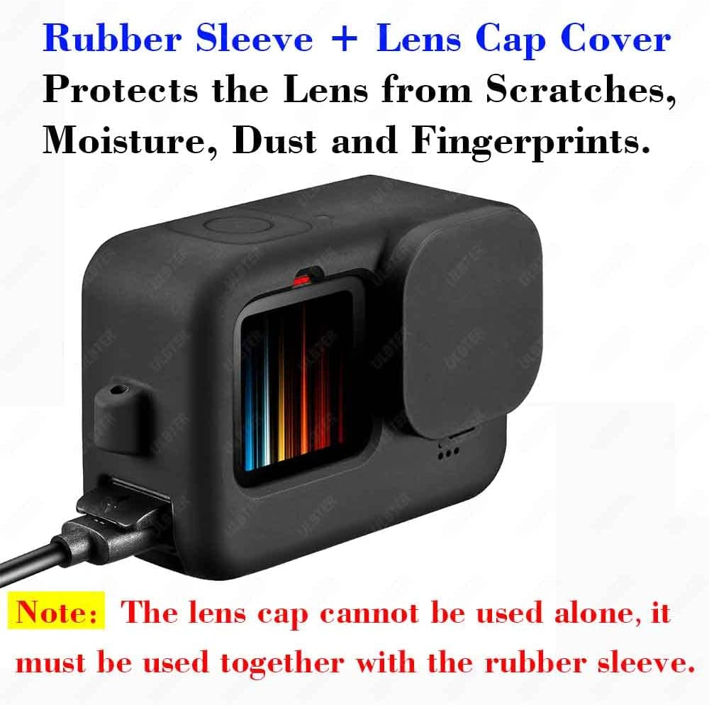 ULBTER Accessory Appliable for Gopro Hero 13 Hero13 Black, Lens Screen Protector +Battery Door Dustproof +Rubber Case Sleeve+Lanyard + Lens Cap Cover + Lens Cap Keeper Protective Case image number 5