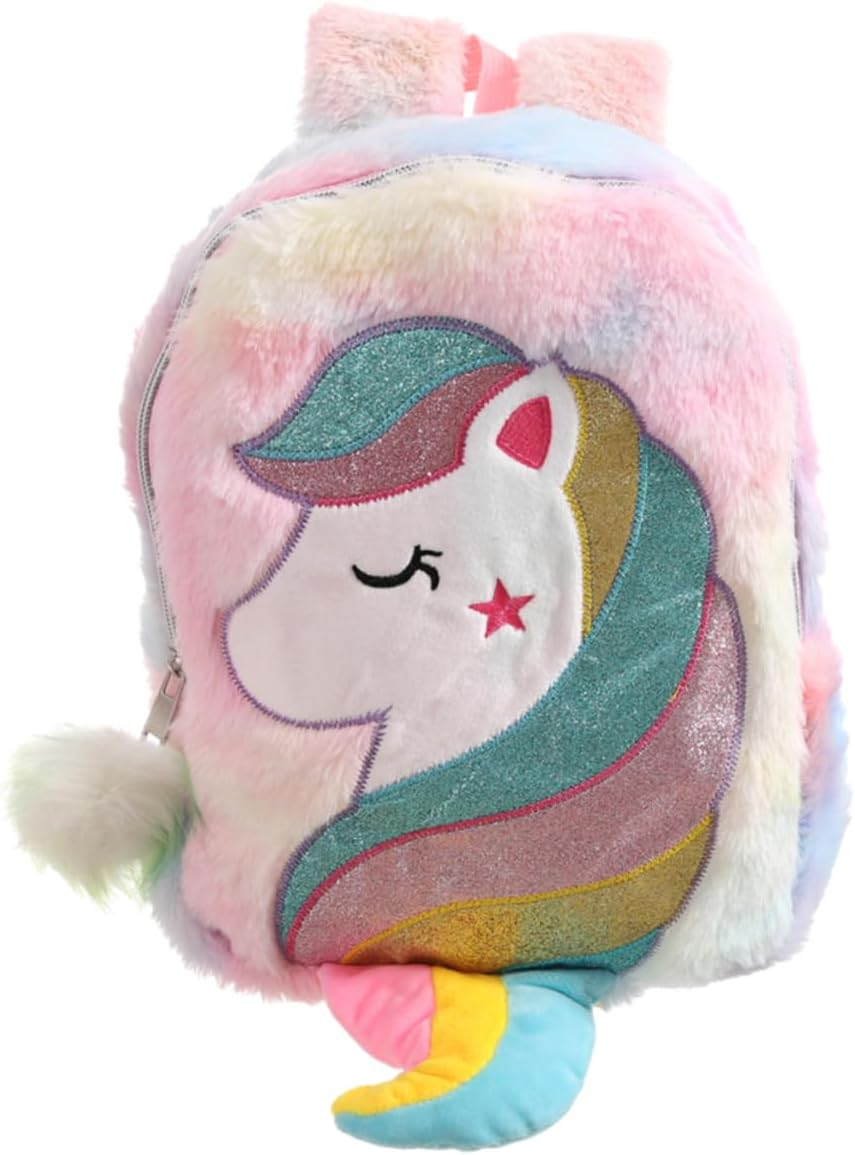 CATIEBYE Rainbow Unicorn Plush Boys and Girls Backpack Soft Shoulder Schoolbag for Boys and Girls Children Colorful Cute Bookbag for Primary School image number 5