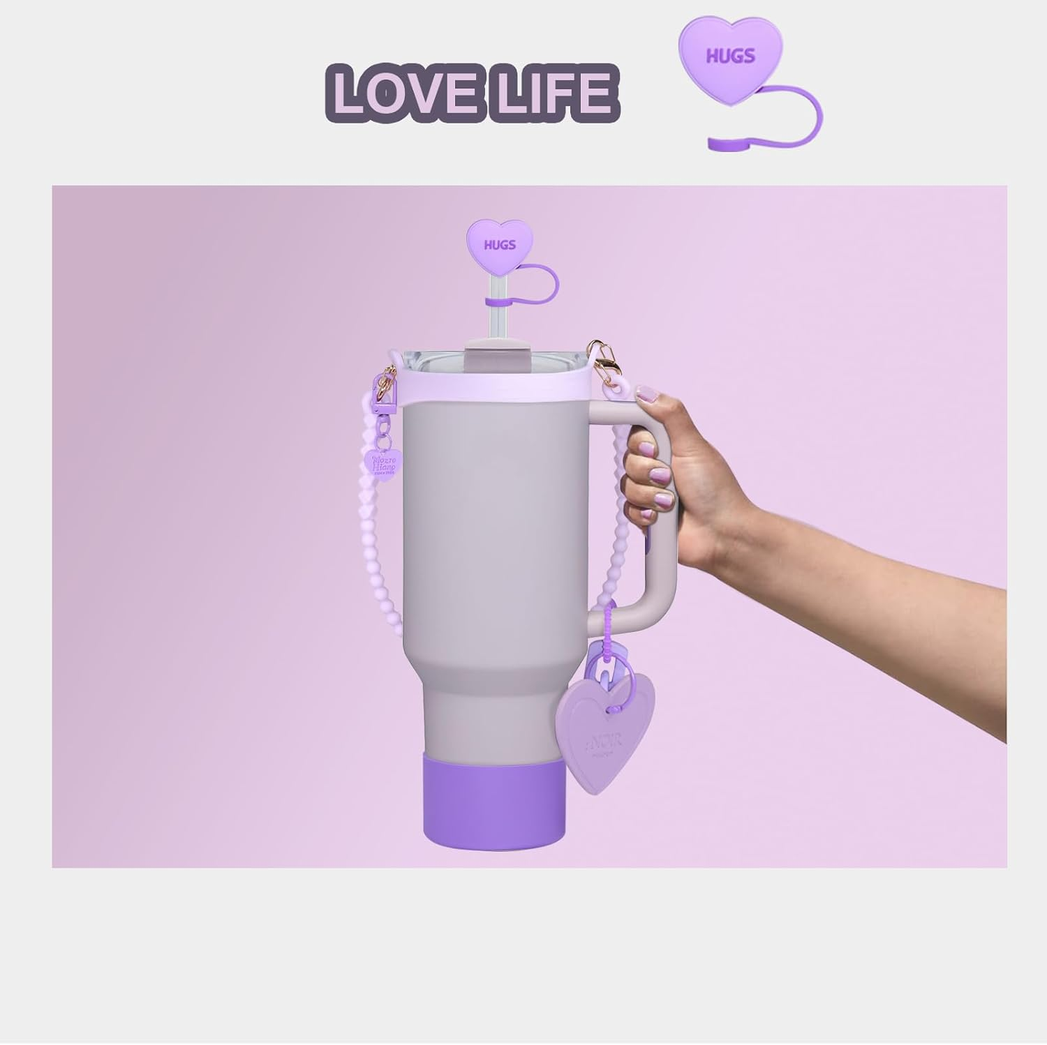 Stanley Cup Accessories Set 30&40 Oz, Includes 0.4In Straw Covers, Water Bottle Handle Strap, Cute Stanley Charms and Silicone Boot. image number 6