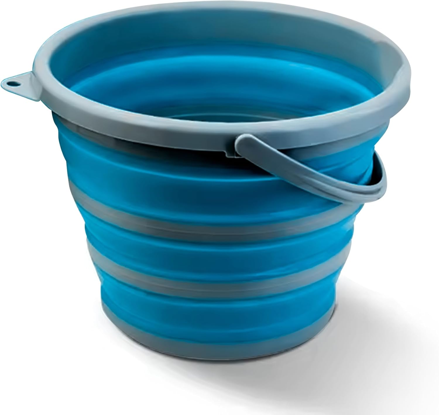 Zuvo Collapsible Bucket 10L, Silicone Folding Bucket, round Blue/Grey Mop Bucket for Cleaning Tools, Ideal for Travelling & Fishing, Space-Saving Design image number 5