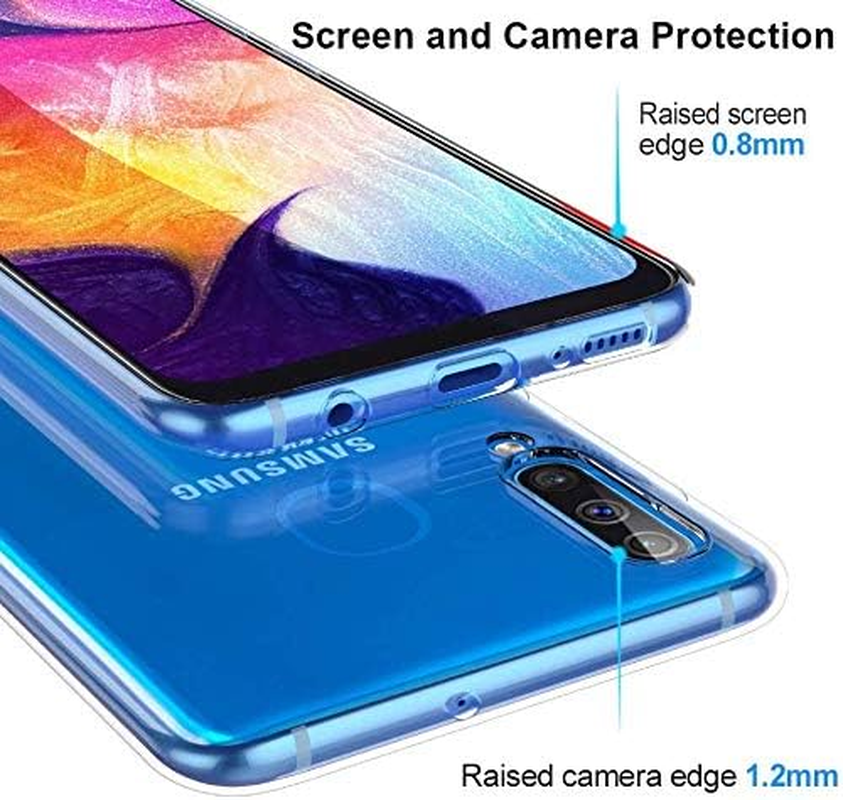 Captor Samsung A70 / A70S Clear Case, TPU Soft and Thin Silicone Case Full Body Protection with Raised Edge for Screen and Camera image number 4