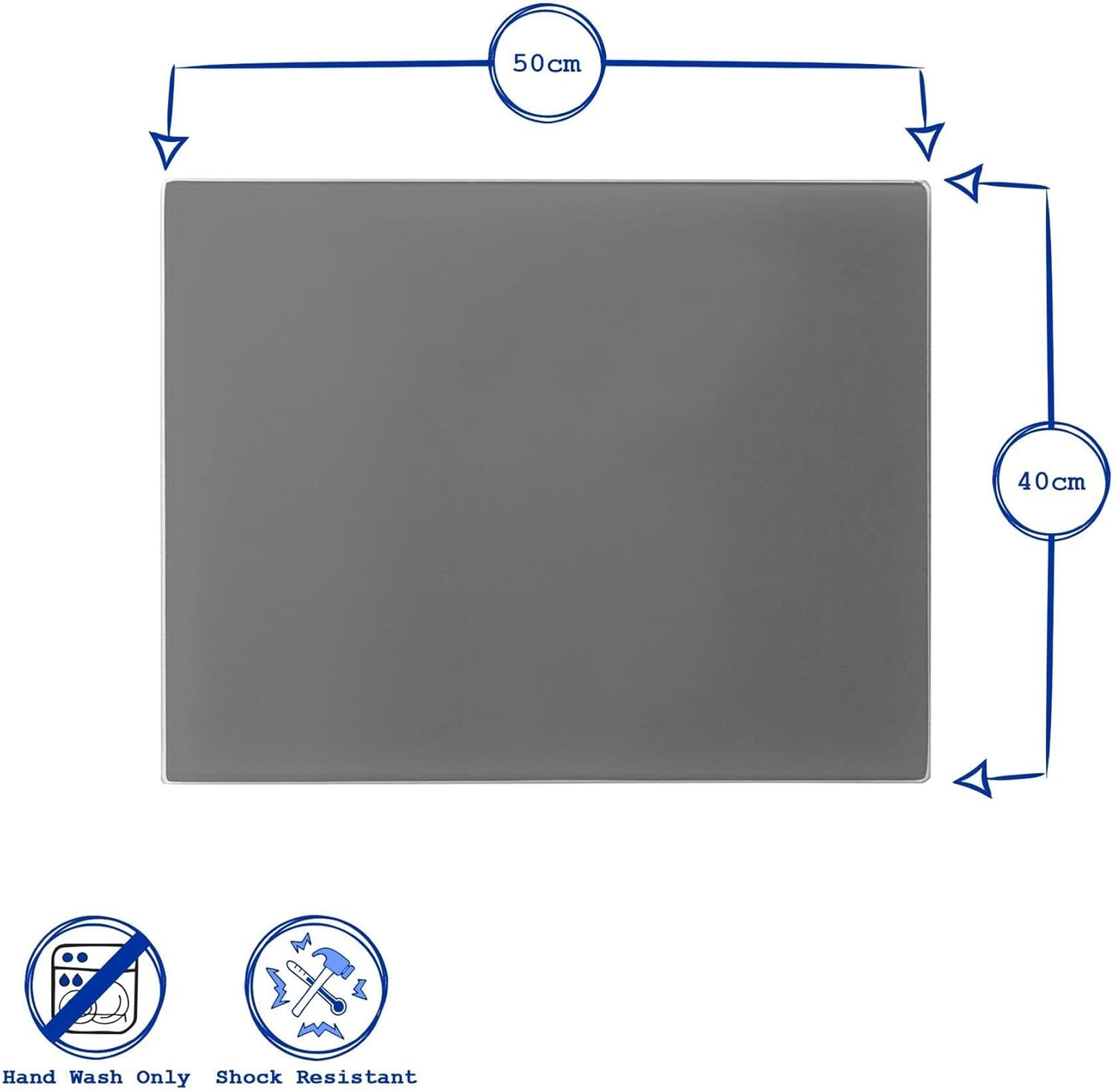 1X Clear 50Cm X 40Cm Glass Chopping Board - Large Kitchen Butchers Meat Bread Cheese Knife Cutting Boards - by Harbour Housewares image number 4