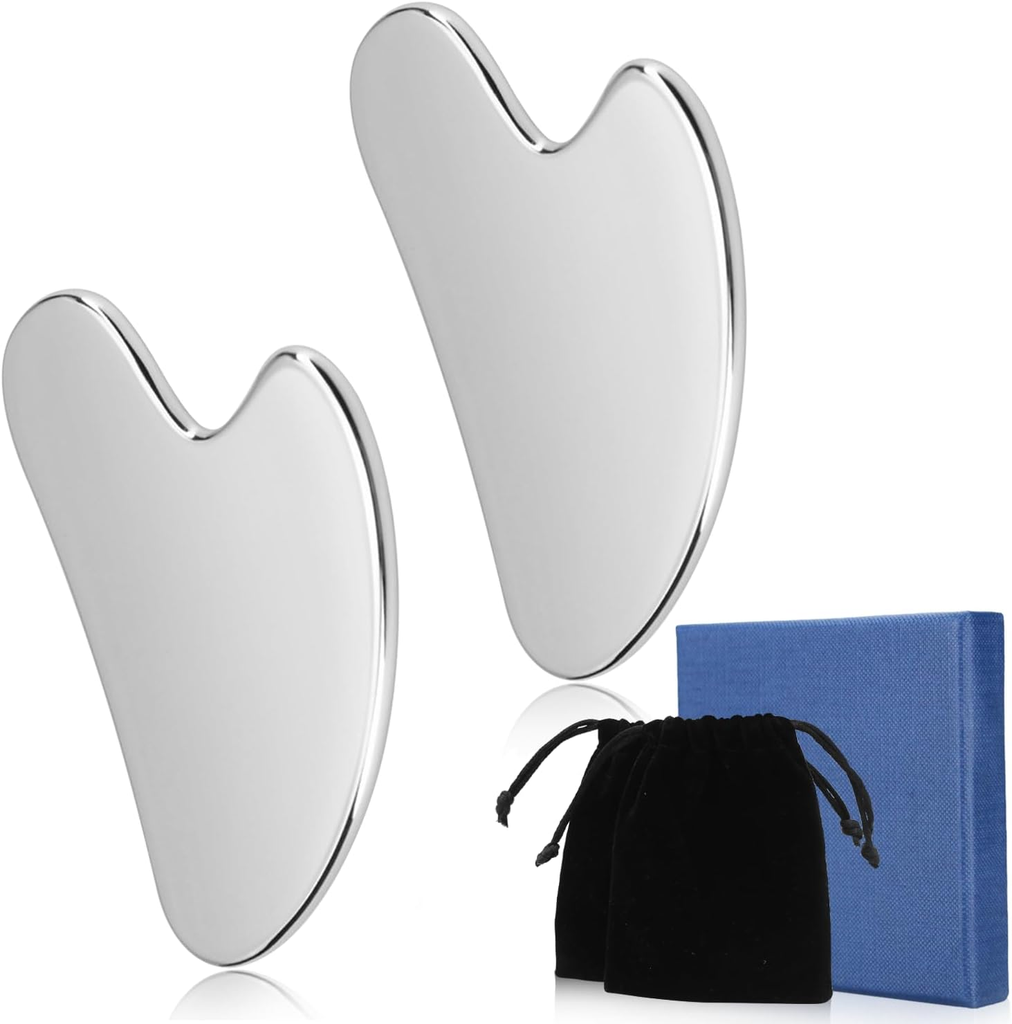 2 Pieces Stainless Steel Gua Sha Facial Tools-Guasha Tool for Face Metal Gua Sha 、Tighten Skin Massage 、Guasha Beauty Tool for Body、 Eyes、 Neck、 Massager (Heart Model) image number 4