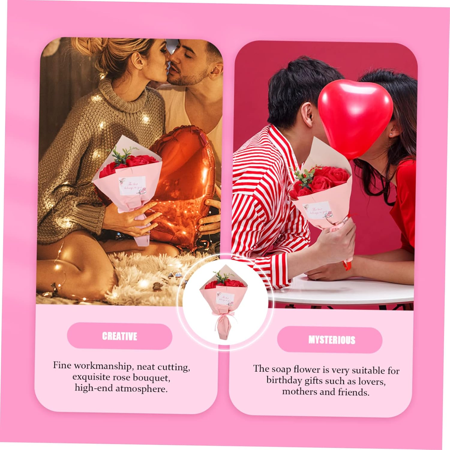 Cabilock 2Pcs Beautiful Soap Flowers Artifical Fake Flowers for Home Decor Valentine'S Day image number 2