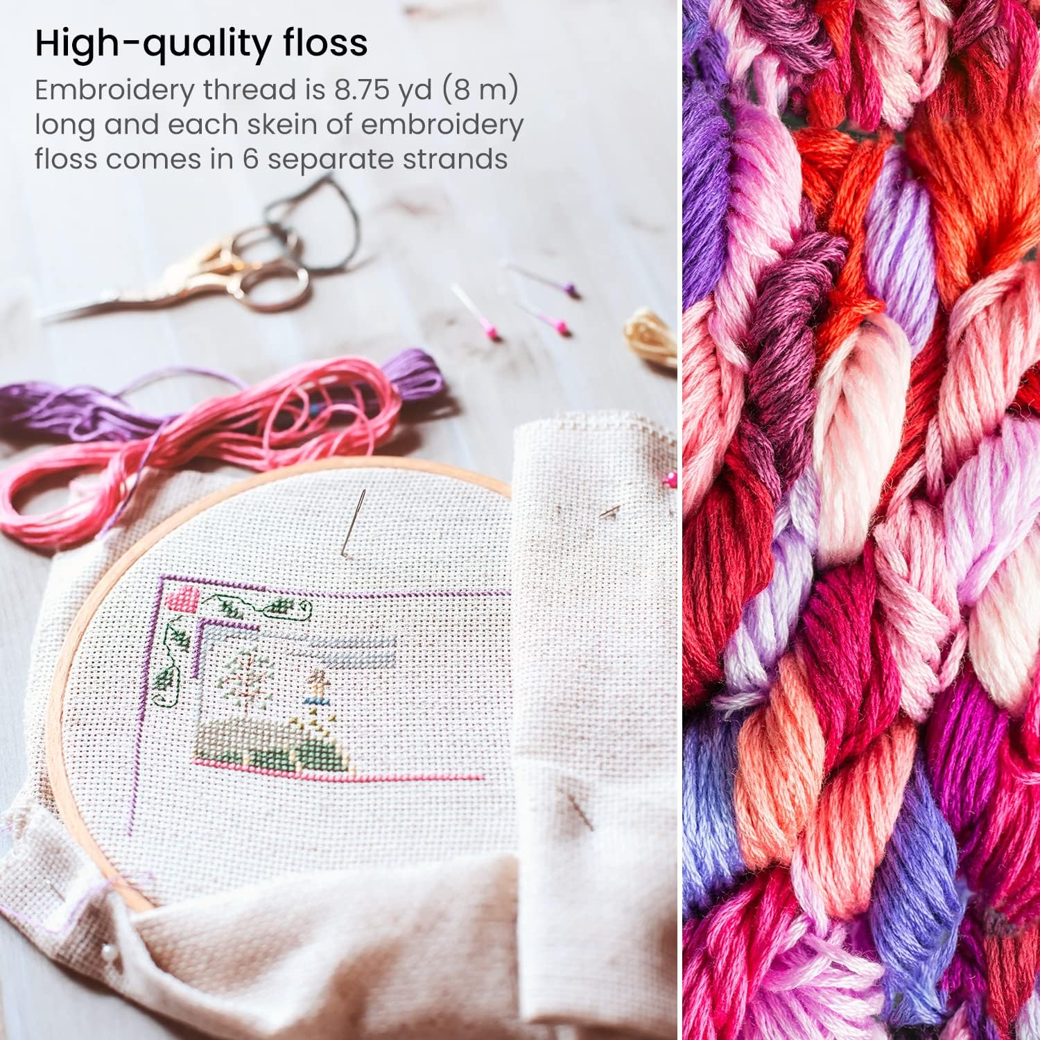 Arteza Embroidery Thread Pack &ndash; 80 Skeins of Embroidery Floss, 20 Each of Red, Pink, Purple & Violet &ndash; 100% Mercerized Cotton Friendship Bracelet String &ndash; Cross Stitch Supplies, 700 Yards per Pack image number 1