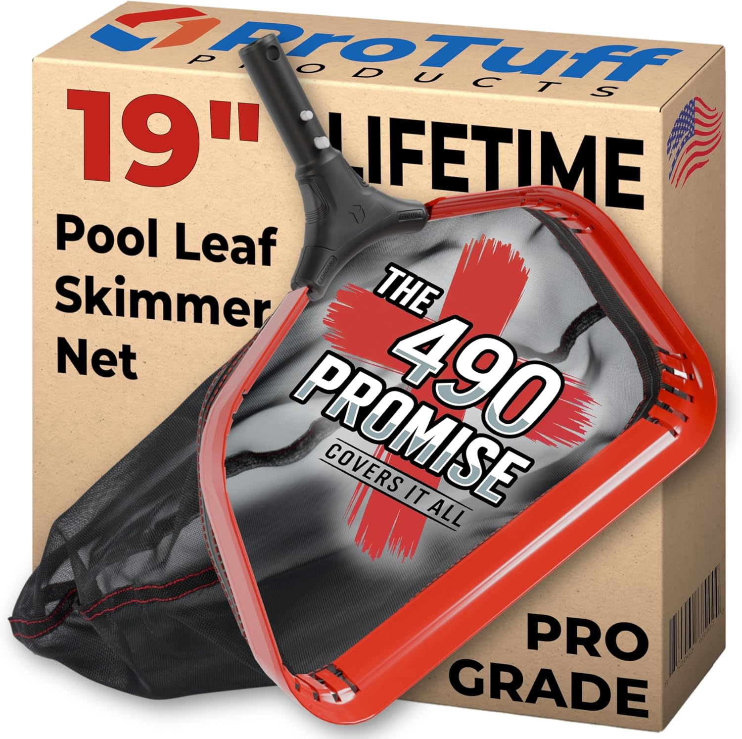 Protuff Products Pool Net Rake - 19" Professional Grade Medium Fine Mesh - Cleans Faster than Other Swimming Pool & Pond Cleaning Nets - Nearly 20 Inch image number 1