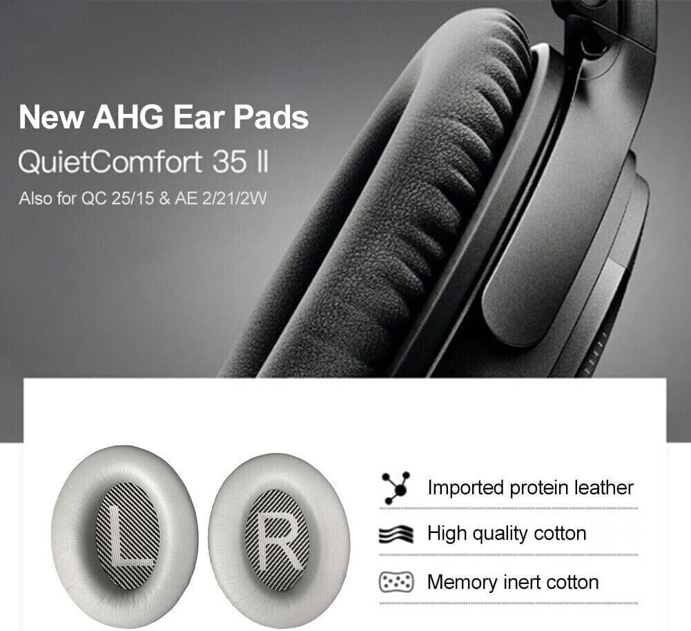 Replacement Earpads Cushions for Bose Quietcomfort 35 (QC35) & Quiet Comfort 35 II (QC35 Ii) Headphones, Ear Pads with Softer Leather, Noise Isolation Foam, Added Thickness (Black) image number 6