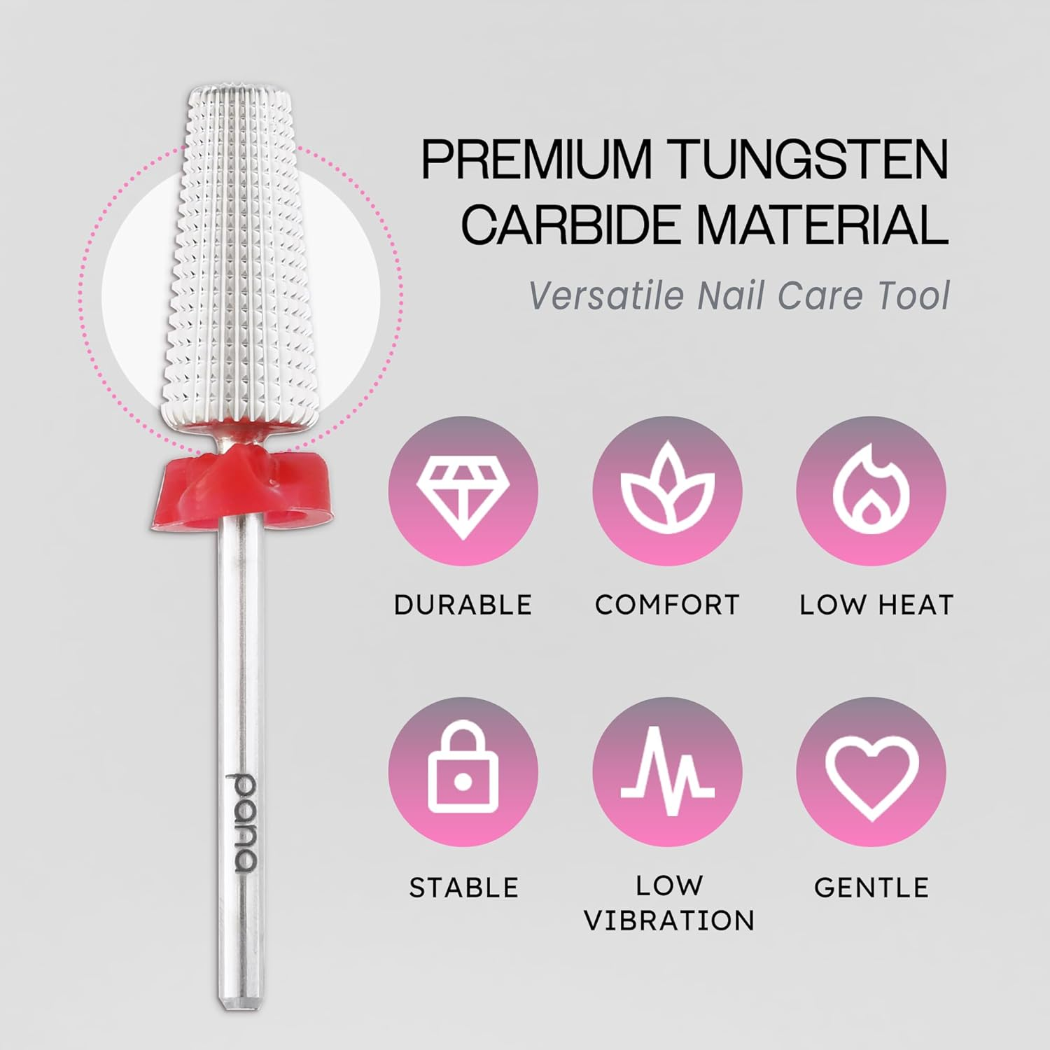 PANA Nail Carbide 5 in 1 Bit - Two Way Rotate Use for Both Left and Right Handed - Fast Remove Acrylic or Hard Gel - 3/32" Shank - Manicure, Nail Art, Drill Machine (Fine - F, Silver) image number 6