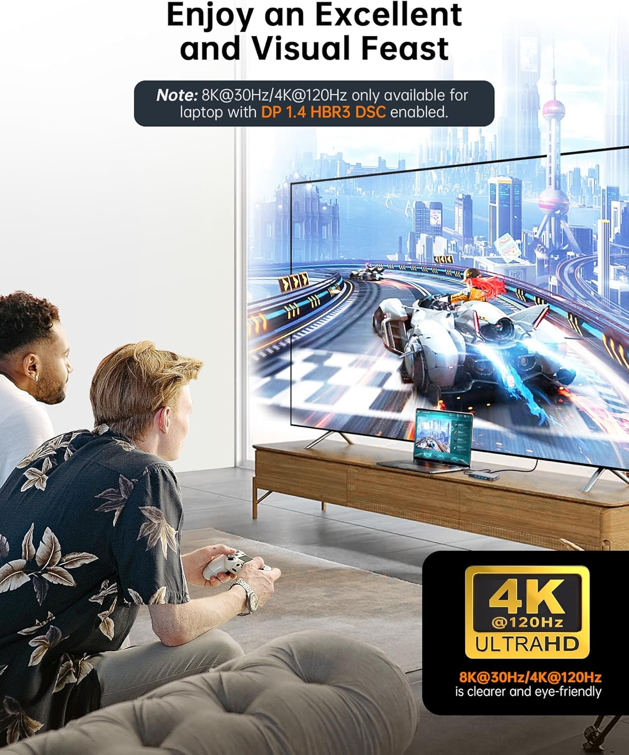 USB C Docking Station Quad Display, 14-In-1 Laptop Docking Station Dual Monitor, 8K@30Hz DP, Dual 4K@60Hz HDMI, VGA, 5 USB Data Ports, 100W PD, Ethernet, SD/TF, Mic/Audio, USB C HUB, Thunderbolt Dock image number 2