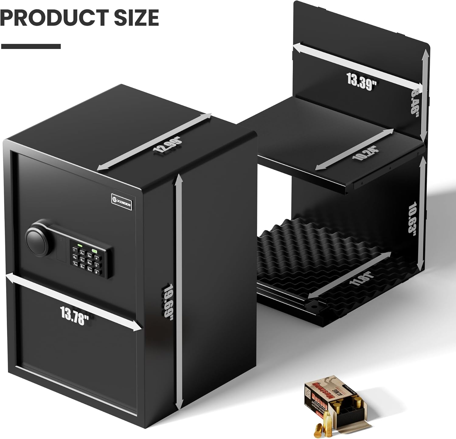 Xdeer CS50E Lock Home Safe Box - (2.04 Cubic Feet) with Electronic Digital Keypad, Steel Construction for Money, Guns, Document Safe, and Personal Items - Secure Storage at Home or Office image number 4