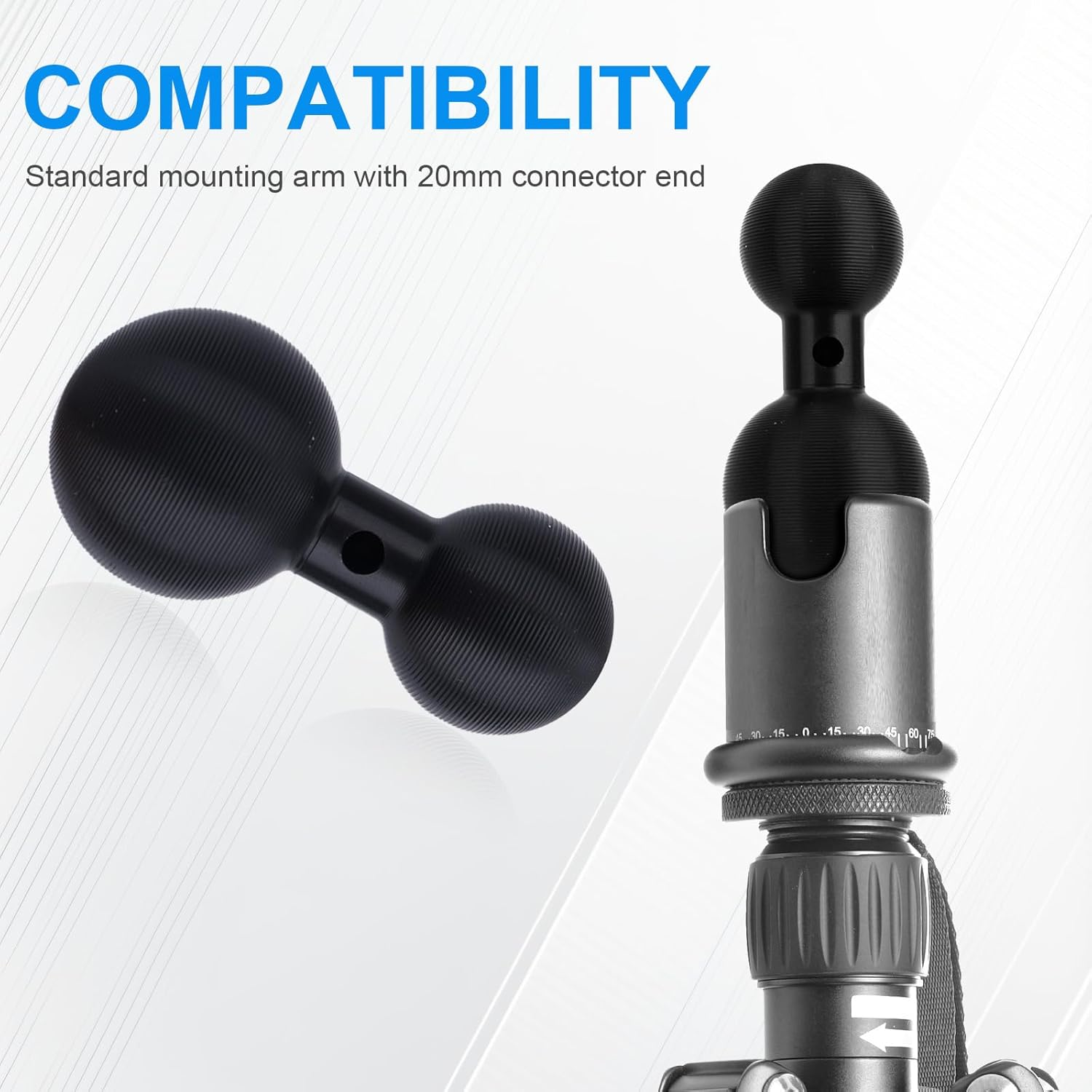20Mm to 25Mm Ball Mount Arm, Durable Aluminum Alloy Ball Adapter Extension Connector for Secure Attachment for Mounting Arm with 25Mm Connections image number 6