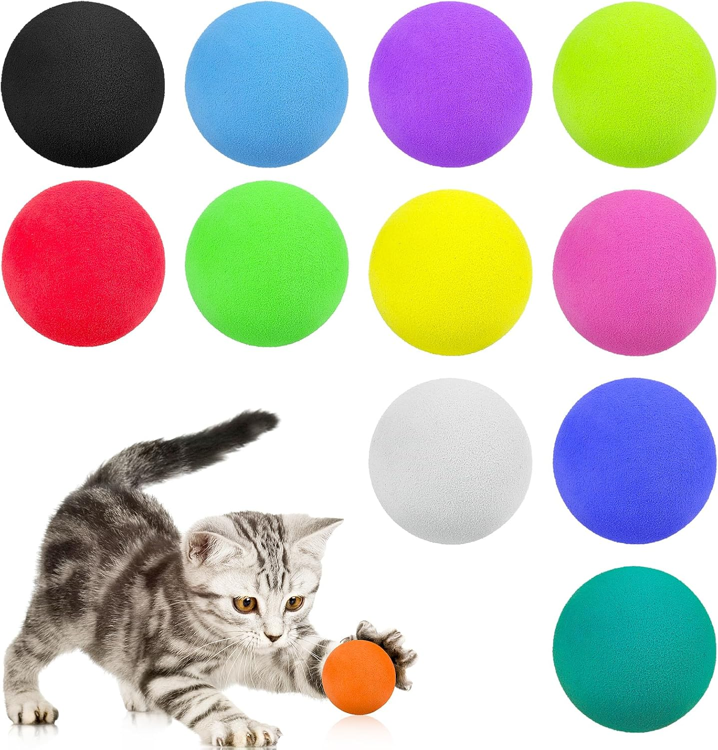 Bewudy Cat Toy Balls, Pack of 12 Soft Cat Balls, Interactive Kitten Toy, Cat Balls for Indoor Kittens, Foam Interactive Cat Toy, Sponge Play Ball Toy (4 Cm) image number 3