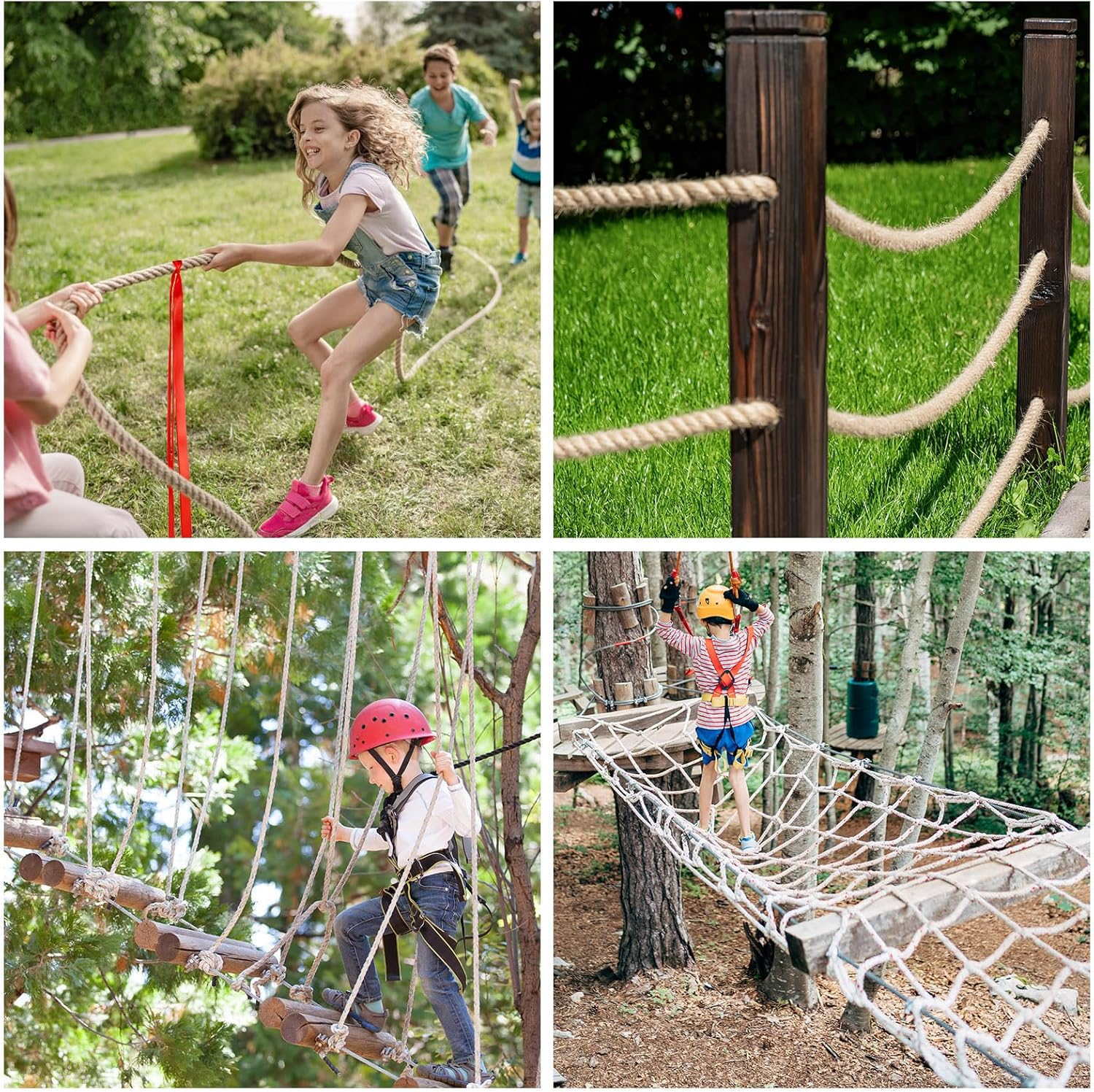 NEBURORA 20FT Tug of War Rope for Kids and Adults Outdoor Games Field Day Family Reunion Summer outside Yard Backyard Lawn Camping Picnic Carnival Party Games Khaki - Blue image number 6