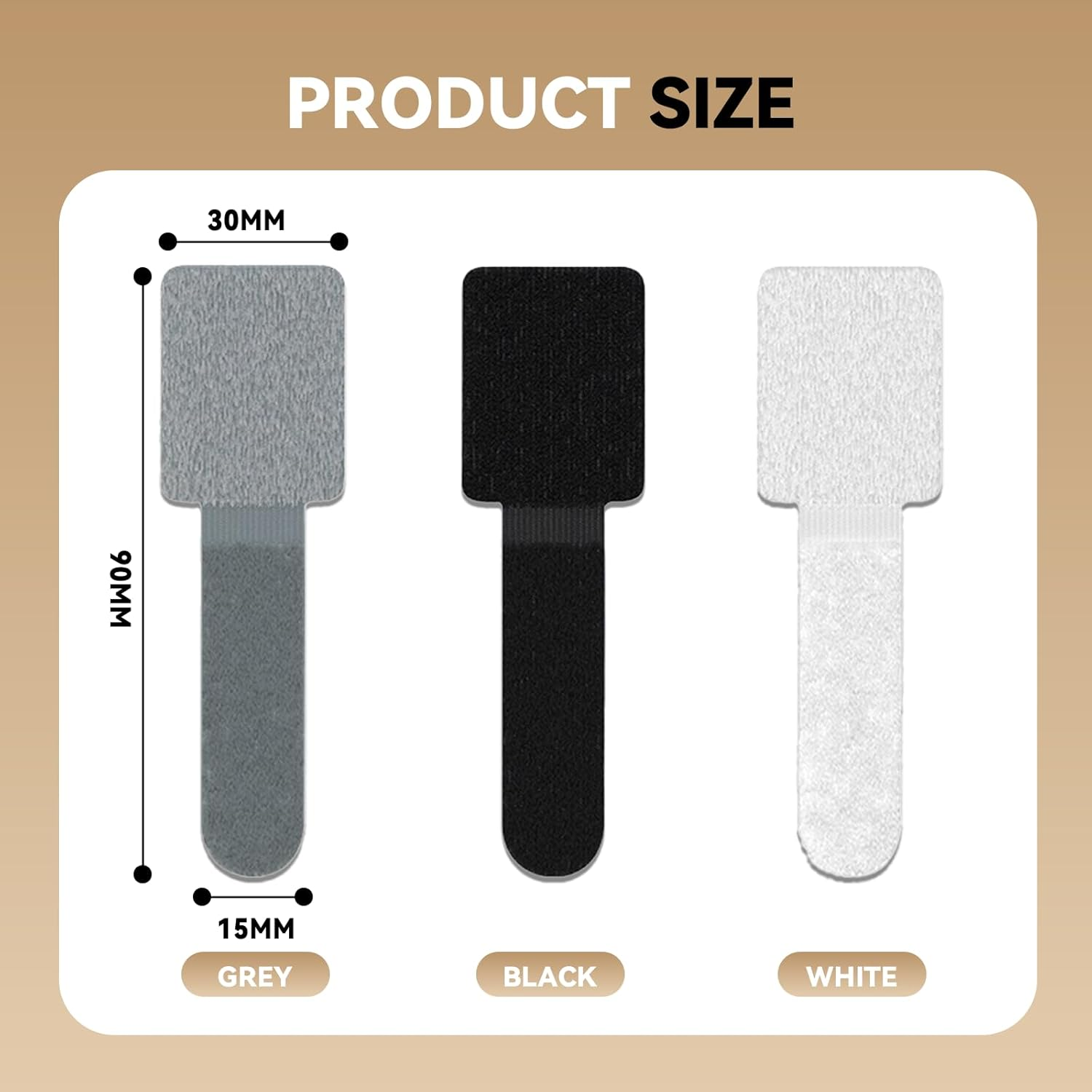 60 Pack Self Adhesive Cable Ties Reusable Fastening and Organizing Data Cables Cable Management Ties Suitable for Headphones Mobile Phones and Electronic Devices under the Table(Black,White,Grey) image number 2