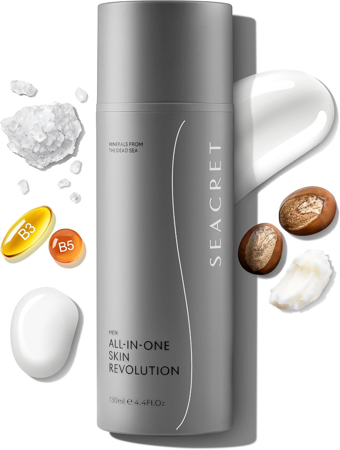 SEACRET Men'S All-In-One Face Cream, 7-In-1 Day & Night Moisturizer, Non-Greasy, Anti-Aging Formula with Dead Sea Minerals to Hydrate Skin and Help Reduce Wrinkles, Dark Spots & Puffiness. 4.4 Fl.Oz.