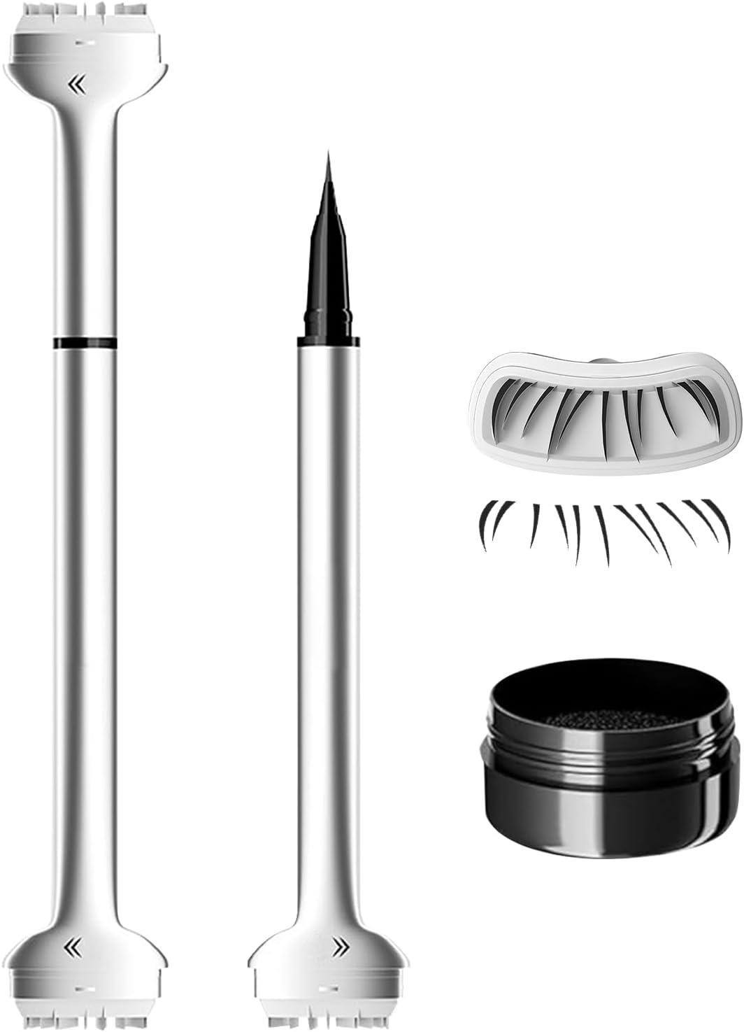 WALULAN 2-In-1 Waterproof Sweatproof Eyeliner,Lower Lash Stamp, Silicone Eyelash Stamp, Lower Eye Makeup Tool