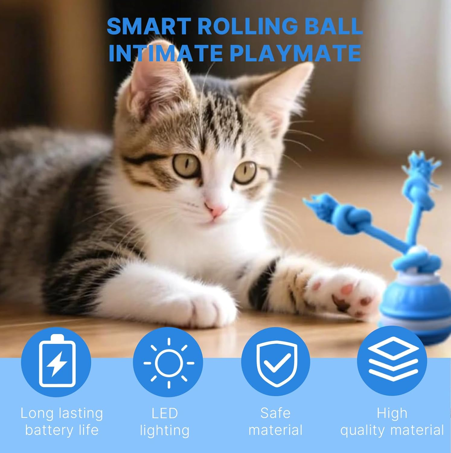Velmoriah Interactive Dog Ball Toys, 2025 New Upgraded Motion-Activated Rolling Ball with Squeaky Sound & Stimulation, USB Rechargeable Bouncing Ball for Cat & Puppies & Medium Dogs image number 1