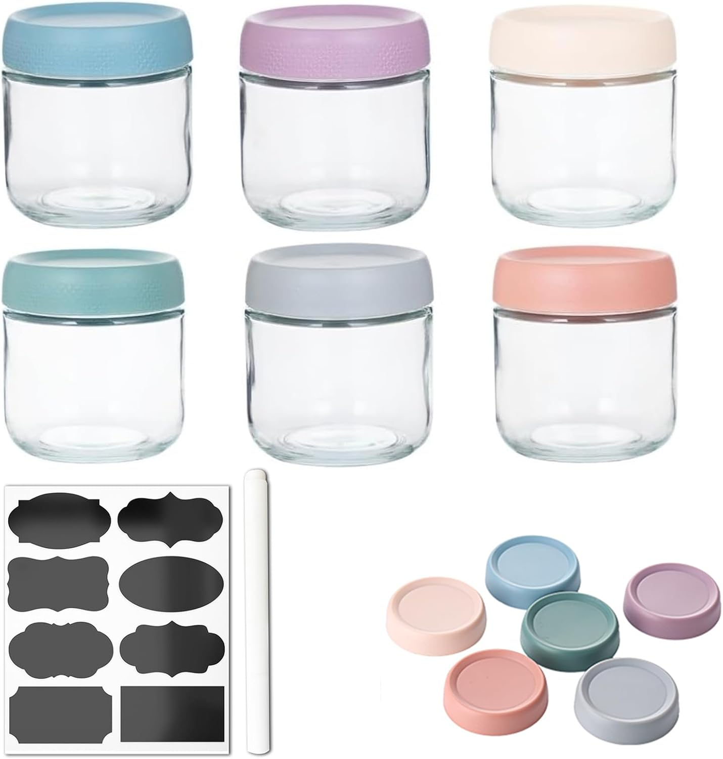 TFMODBFA 6 Pack 12 Oz Overnight Oats Container Jar with Screw Lid - Wide Mouth Mason Salad Jars, Airtight Glass Food Storage Containers for Yogurt Spice Snacks Sugar（350Ml） image number 5