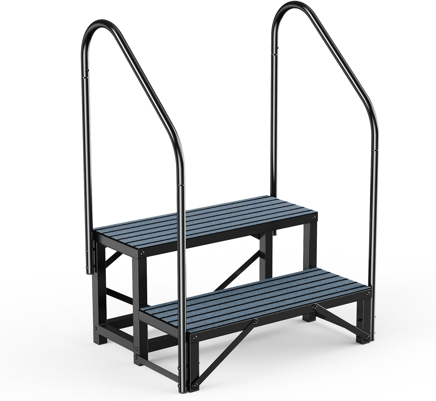 RV Steps Spa Steps with Handrail - 3 Step Hot Tub Steps Trailer Steps Mobile Home Stairs for 5Th Wheel RV, Trailer, Hot Tub, Pool, Porch with Non-Slip Mats