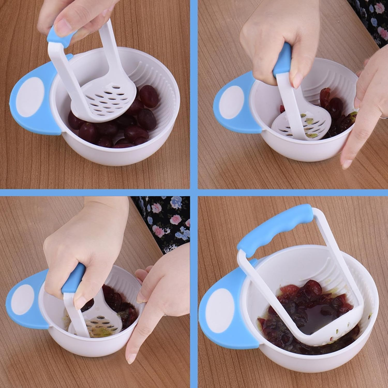 Mashing Bowl Baby | Baby Food Processor Maker with Long Handle | Non Slip Baby Food Masher and Bowl Set | Fruit Vegetable Mash Weaning Bowl Baby Food Blenders for Food Presses image number 4