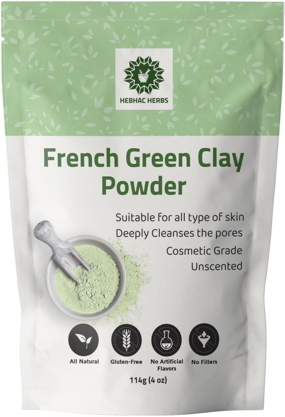Hebhac Herbs French Green Clay Powder Face Mask Oily Skin, 114G Pack of 1 image number 1