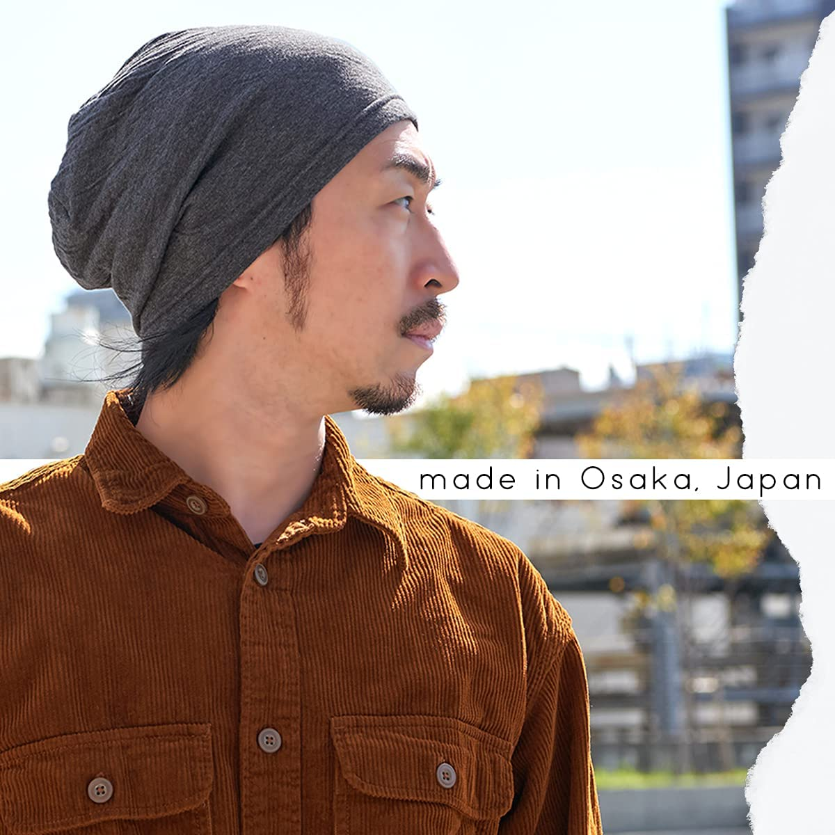 CHARM Womens Organic Cotton Beanie Hat - Mens Slouchy Beanie Made in Japan Chemo Hat image number 7