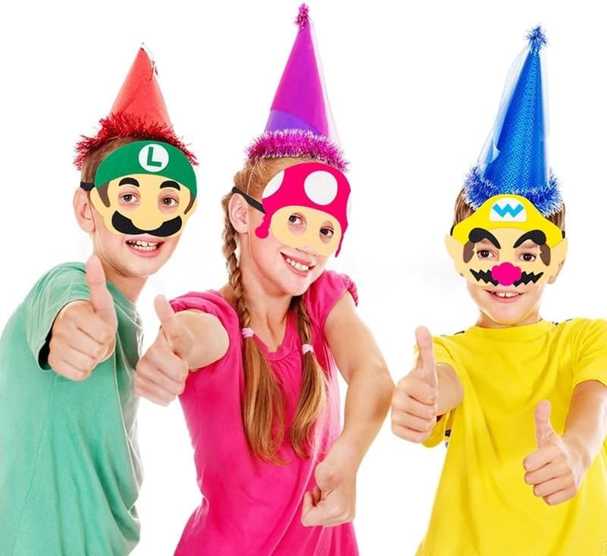12PCS Super Mary Mask Mario Felt Masks Role Play Bros Kids Party Favors,Game Themed Party Supplies Dress up Masks Birthday Cosplay Mask Cosplay Photo Booth Prop for Boys Girls Birthday Gift