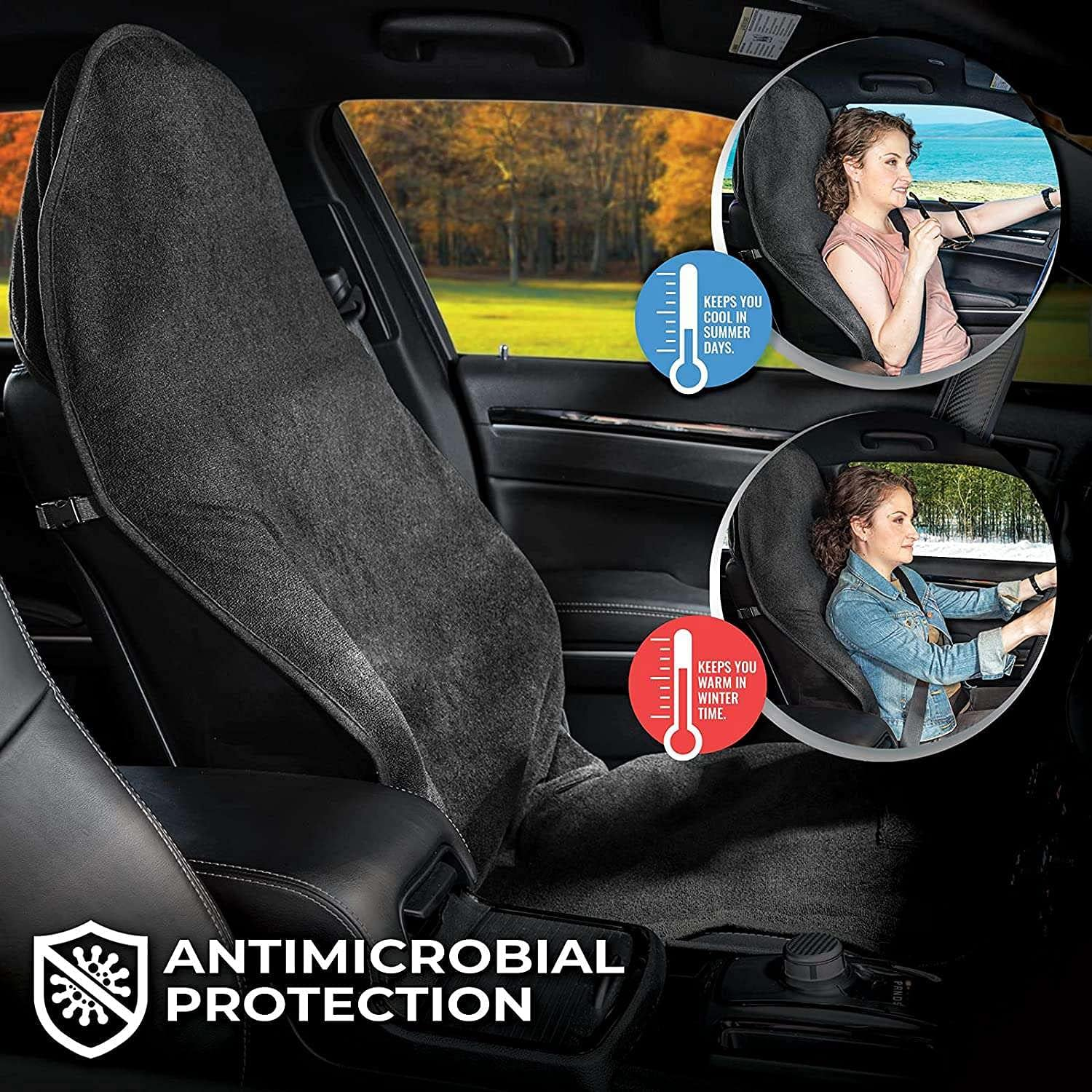 Machine Washable Towel Seat Cover, Anti-Slip, Waterproof Sweat Proof Super Absorb Car, Truck, SUV Seat Cover image number 2