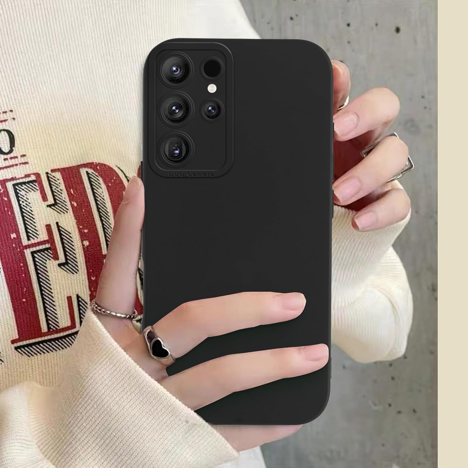 Vauki Mobile Phone Strap Case for Samsung Galaxy S25 Ultra with Strap, Mobile Phone Case with Cord, Soft Silicone TPU Shockproof Bumper with Chain for Hanging for Samsung S25 Ultra, Lanyard Black image number 3