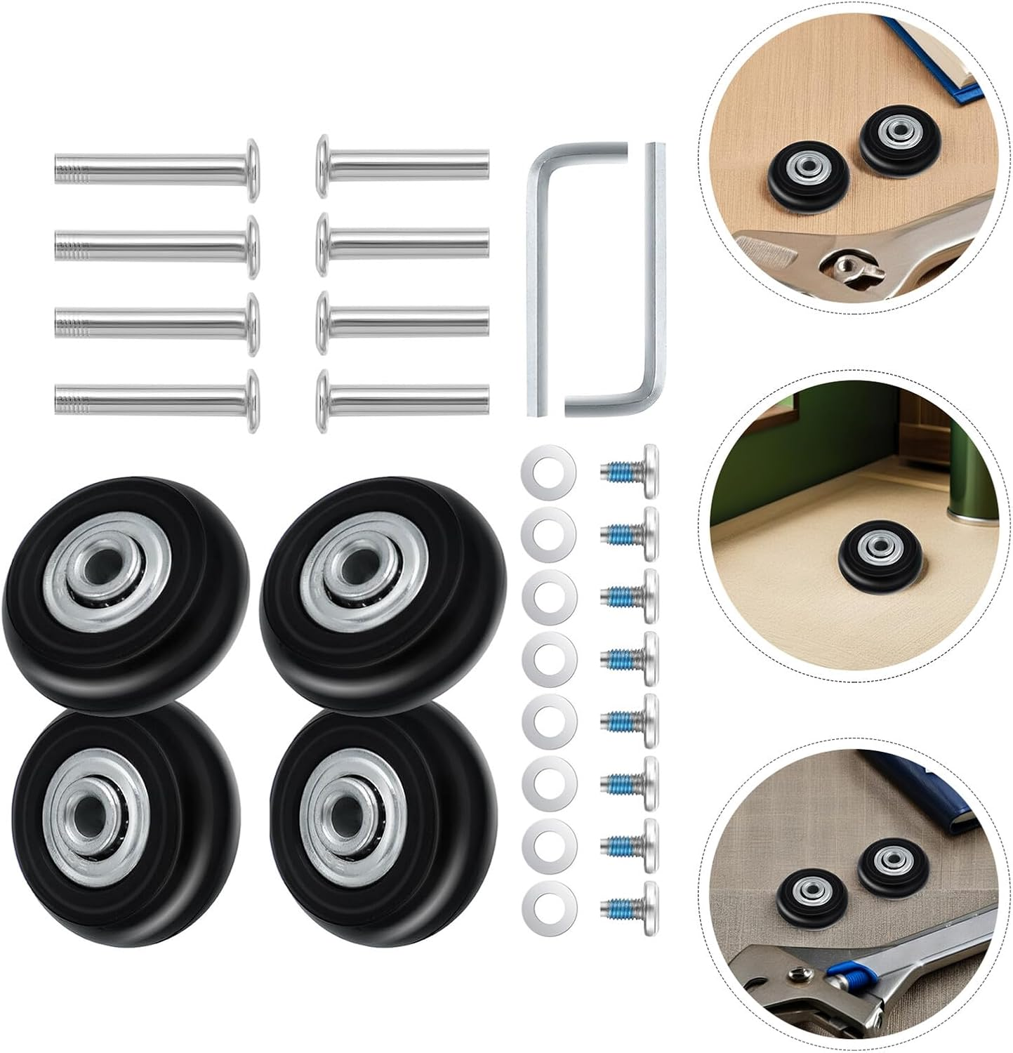 HANABASS Luggage Caster Silent Swivel Replacement Wheels for Suitcase Travel Spare Parts Repair Kit Compatible Luggage Suitcase Wheels Assembly image number 6