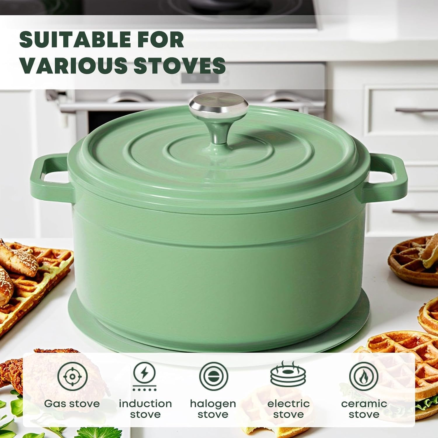 Granite Casserole Soup Pot with Lid, 4.7L, Dual Handles, Small Cookware for Braising image number 2