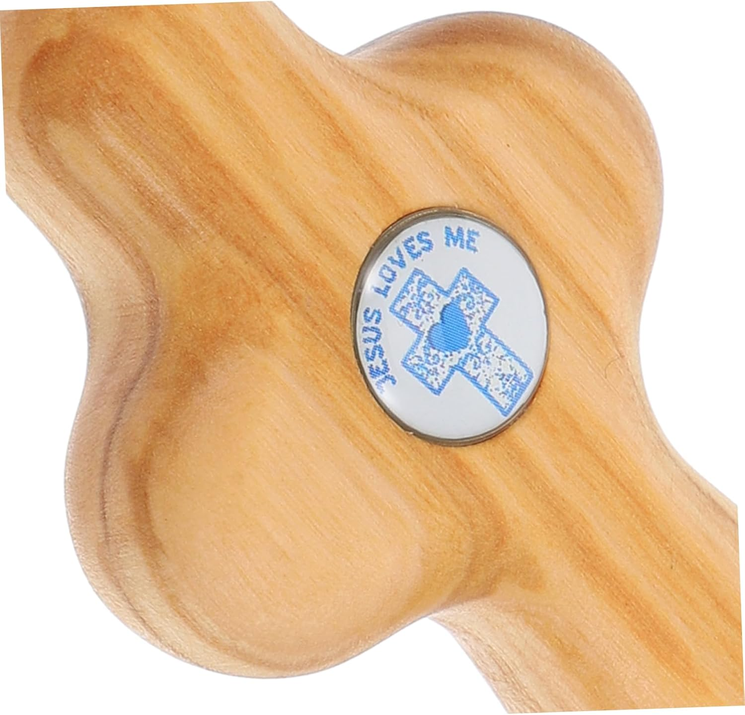 GARIOUANS Handheld Olive Wood Cross for Baptism First Communion Christian Prayer Portable Sustainable Design for Personal Reflection Gifting for Pocket Use image number 2