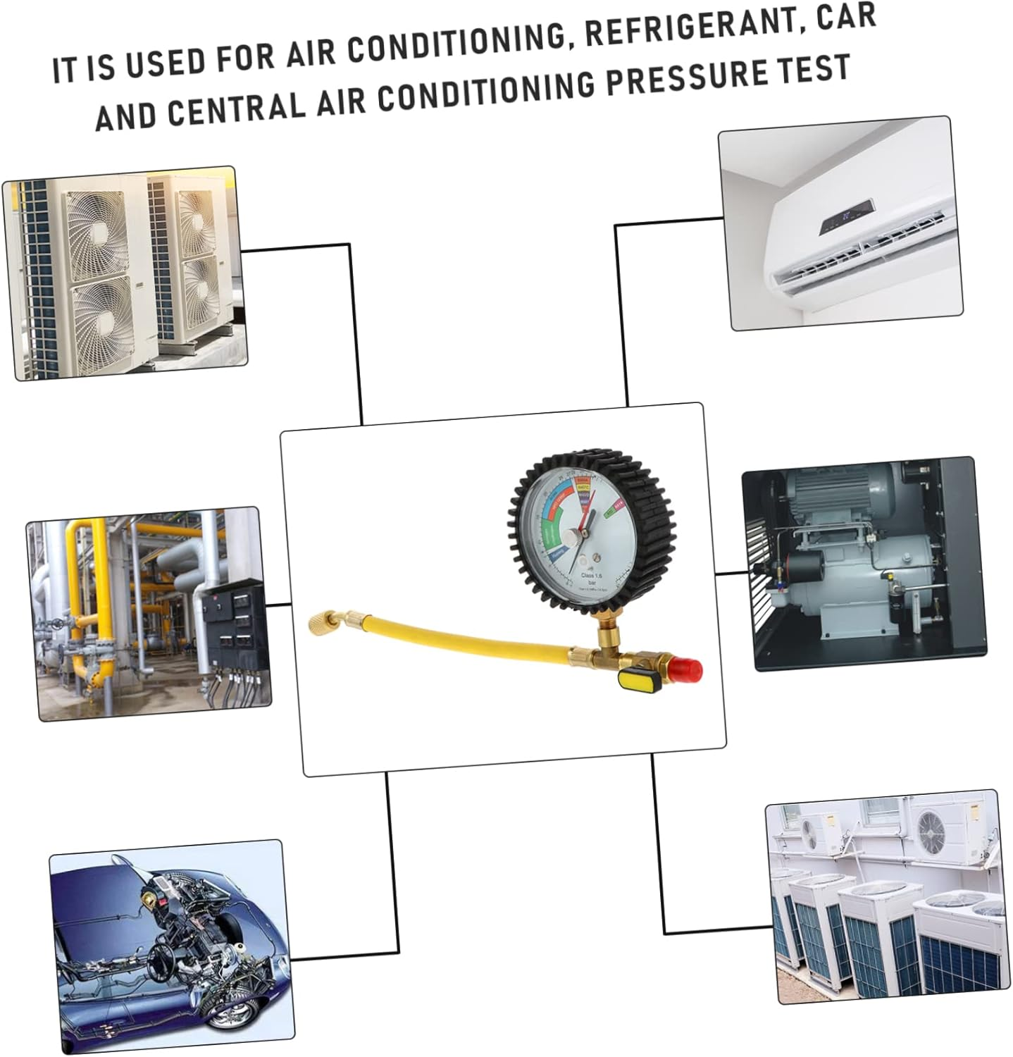 PLAFOPE 3Pcs Refrigeration Equipment Pressure Gauge Nitrogen Pressure Tester Automotive Central Air image number 2